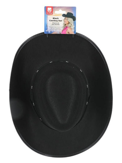 Black Cowboy Hat, Felt, with Cord - Adult Weekender