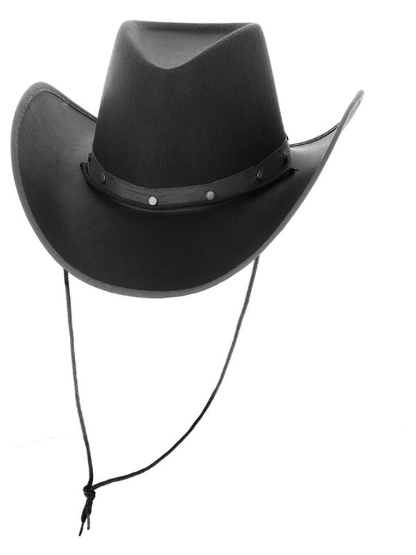 Black Cowboy Hat, Felt, with Cord - Adult Weekender