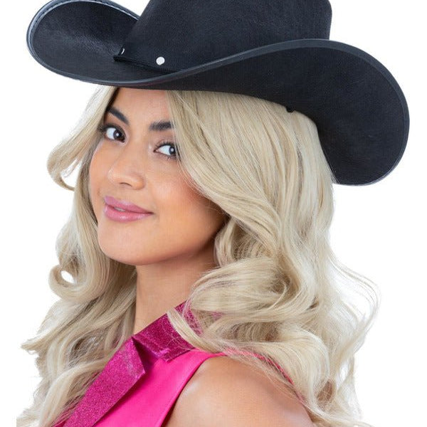 Black Cowboy Hat, Felt, with Cord - Adult Weekender