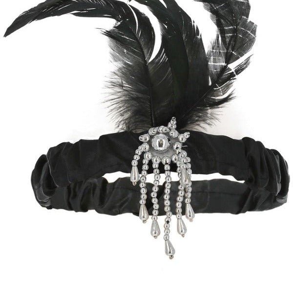 Black Satin Charleston Headband, Black - Adult Weekender