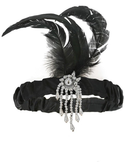 Black Satin Charleston Headband, Black - Adult Weekender