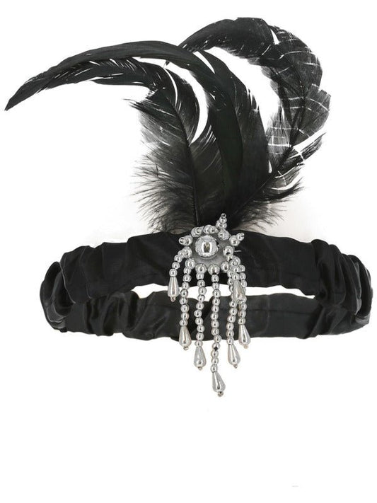 Black Satin Charleston Headband, Black - Adult Weekender