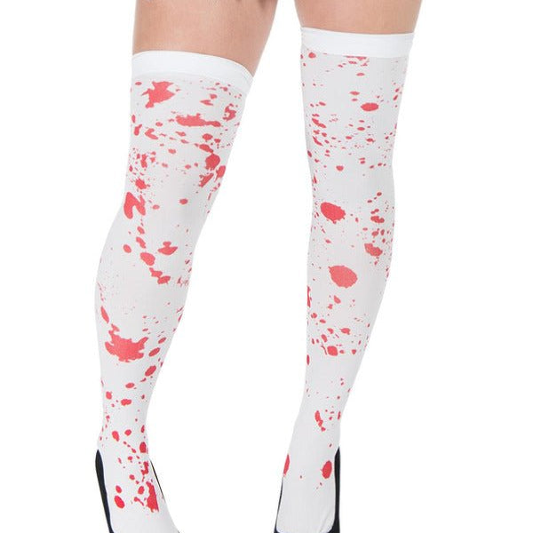 Blood Splattered Stockings, White & Red - Adult Weekender