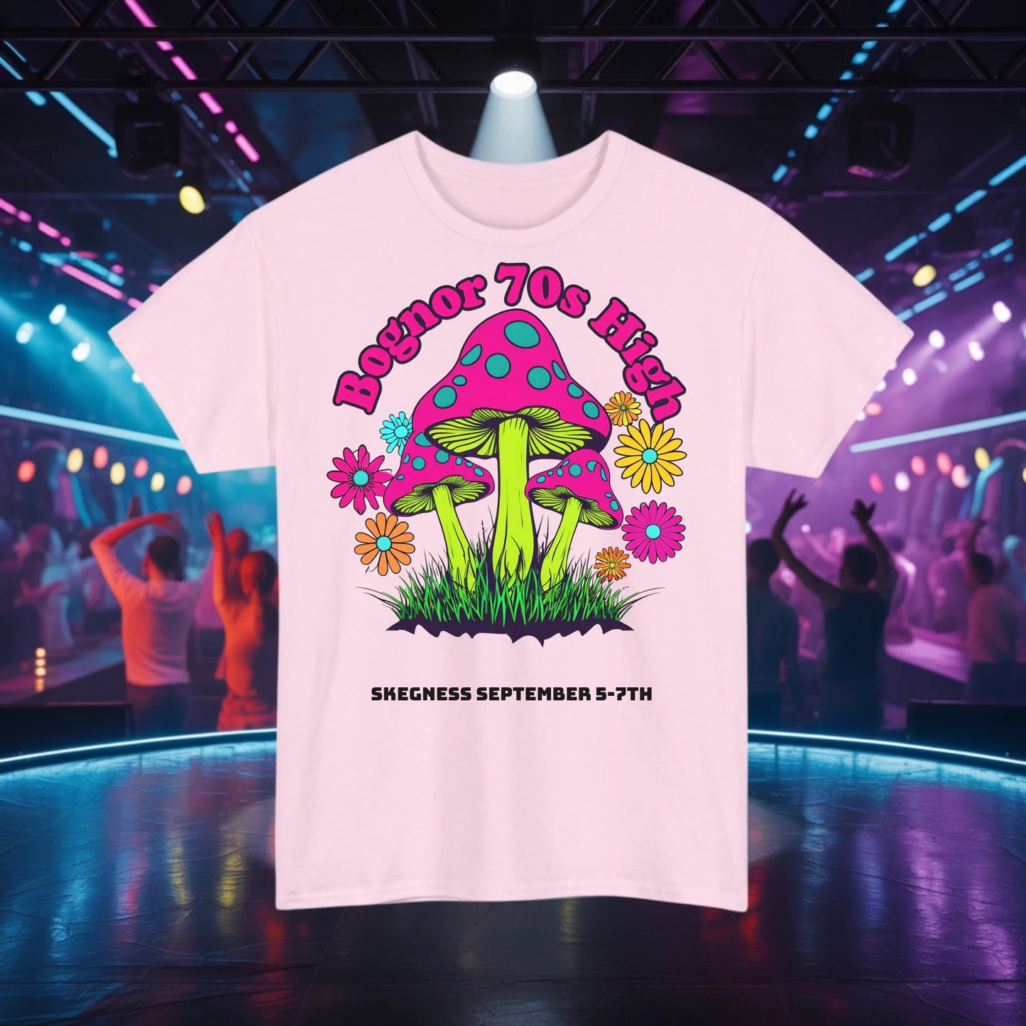 Bognor 70s High - Adult Weekender Front and Back Personalised Unisex Heavy T-Shirt 70s - Adult Weekender