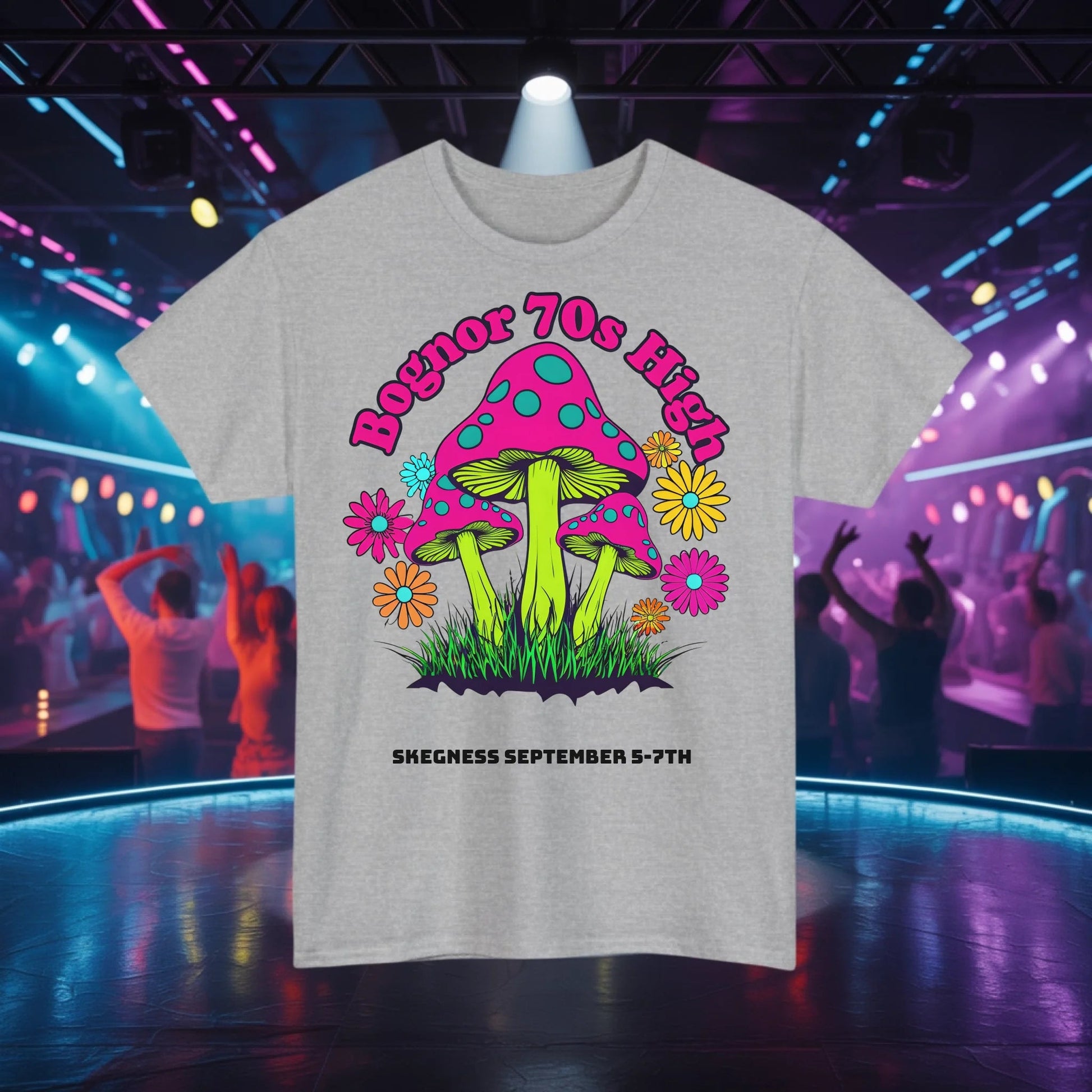 Bognor 70s High - Adult Weekender Front and Back Personalised Unisex Heavy T-Shirt 70s - Adult Weekender