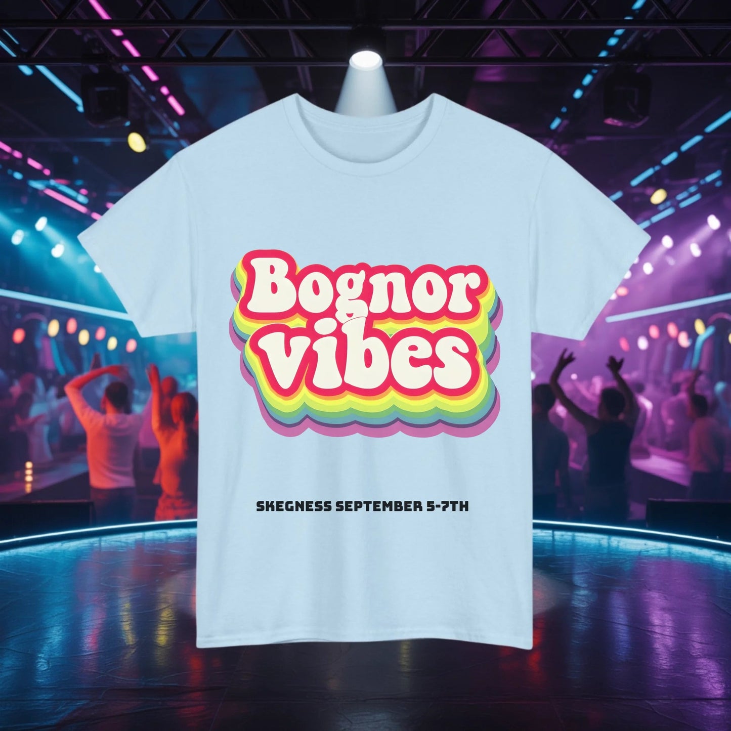 Bognor Vibes - Adult Weekender Front and Back Personalised Unisex Heavy T-Shirt 70s - Adult Weekender