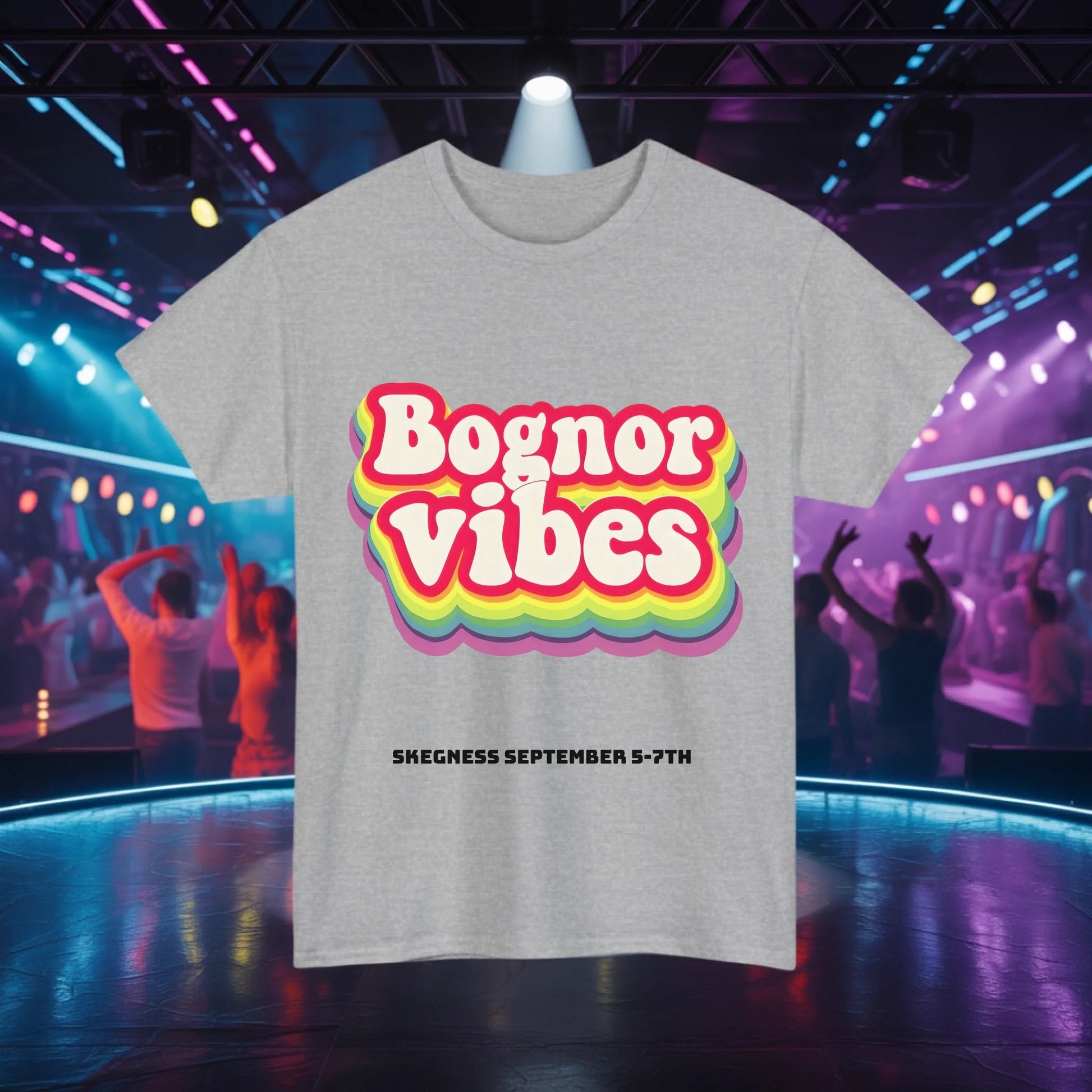 Bognor Vibes - Adult Weekender Front and Back Personalised Unisex Heavy T-Shirt 70s - Adult Weekender
