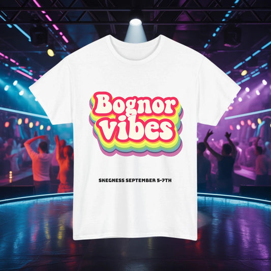 Bognor Vibes - Adult Weekender Front and Back Personalised Unisex Heavy T-Shirt 70s - Adult Weekender