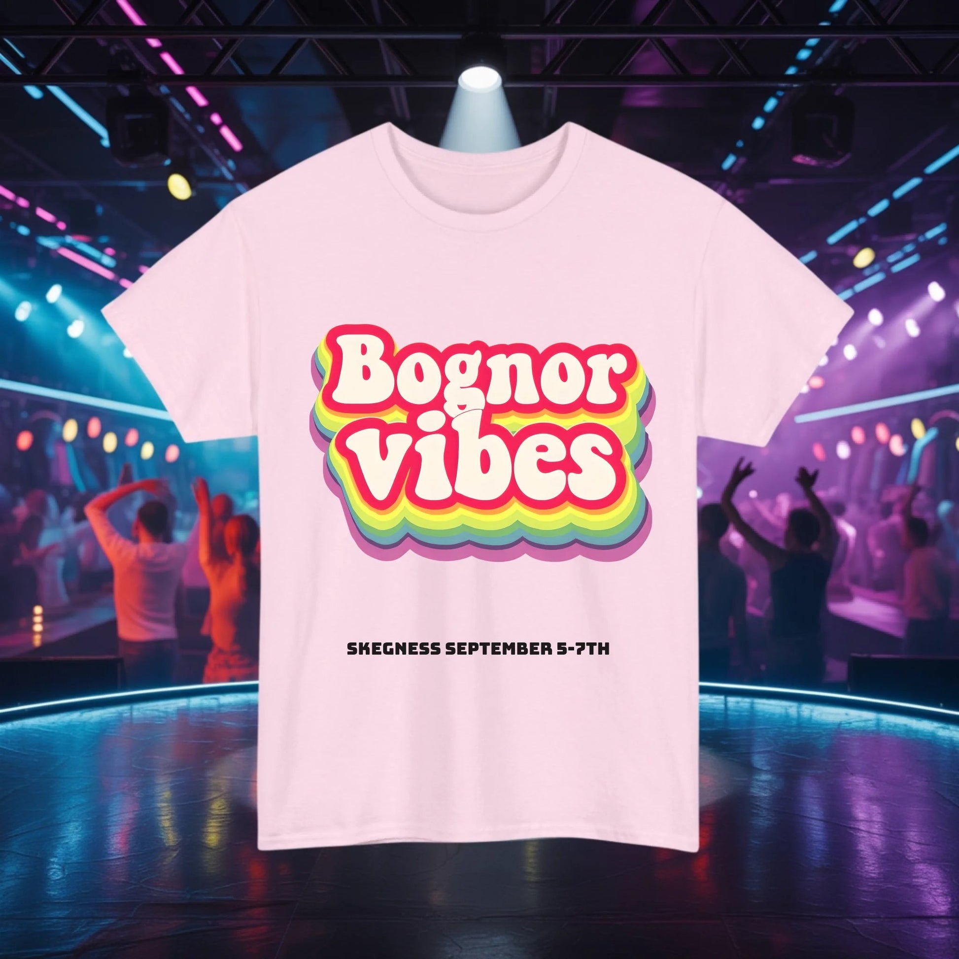 Bognor Vibes - Adult Weekender Front and Back Personalised Unisex Heavy T-Shirt 70s - Adult Weekender