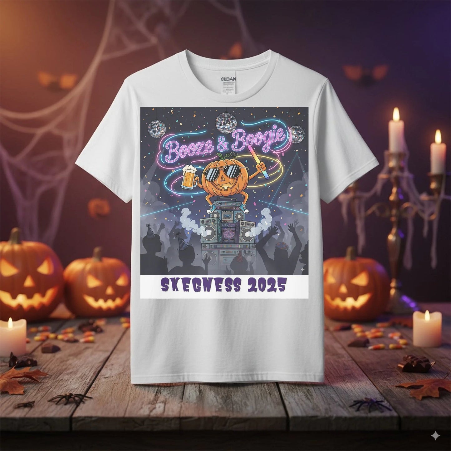 Booze and Boogie - Adult Weekender Unisex Heavy T-Shirt - Stags, Hens, Birthdays Halloween - Adult Weekender