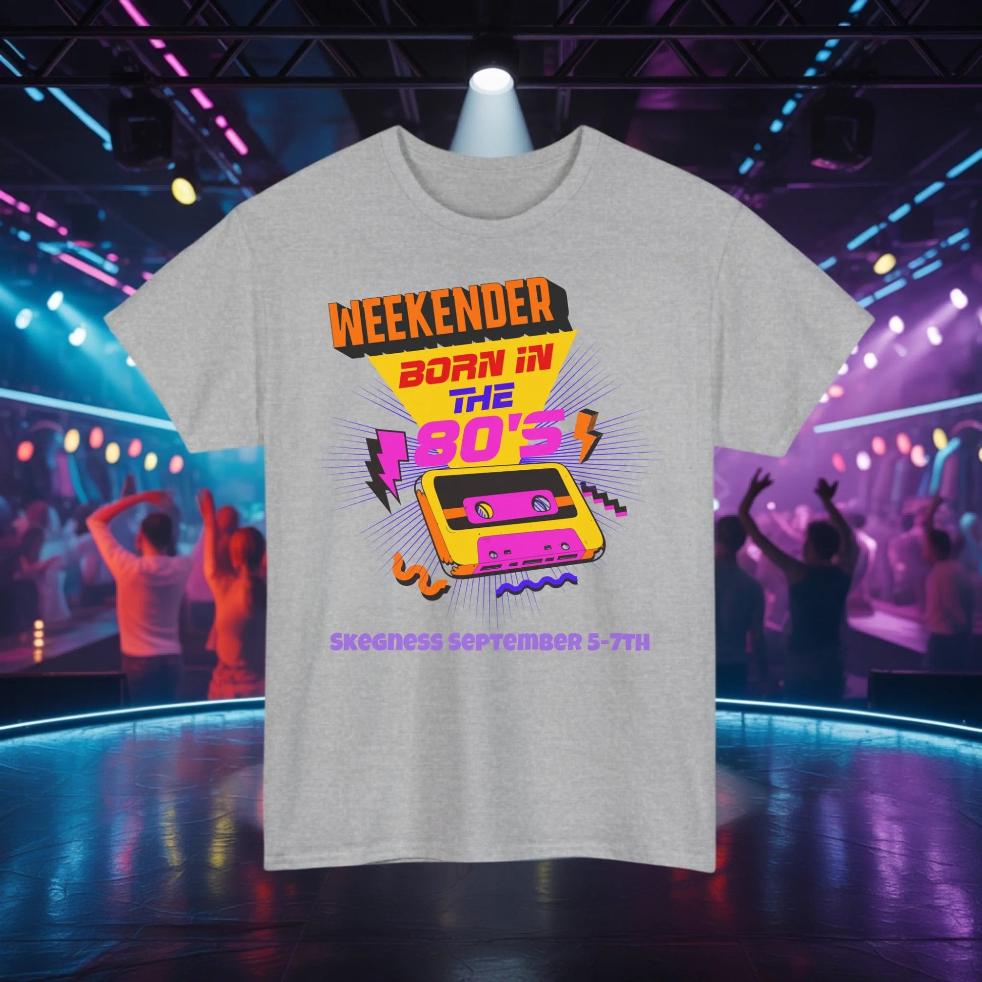 Born in the 80s - Adult Weekender Front and Back Personalised Unisex Heavy T-Shirt 80s - Adult Weekender