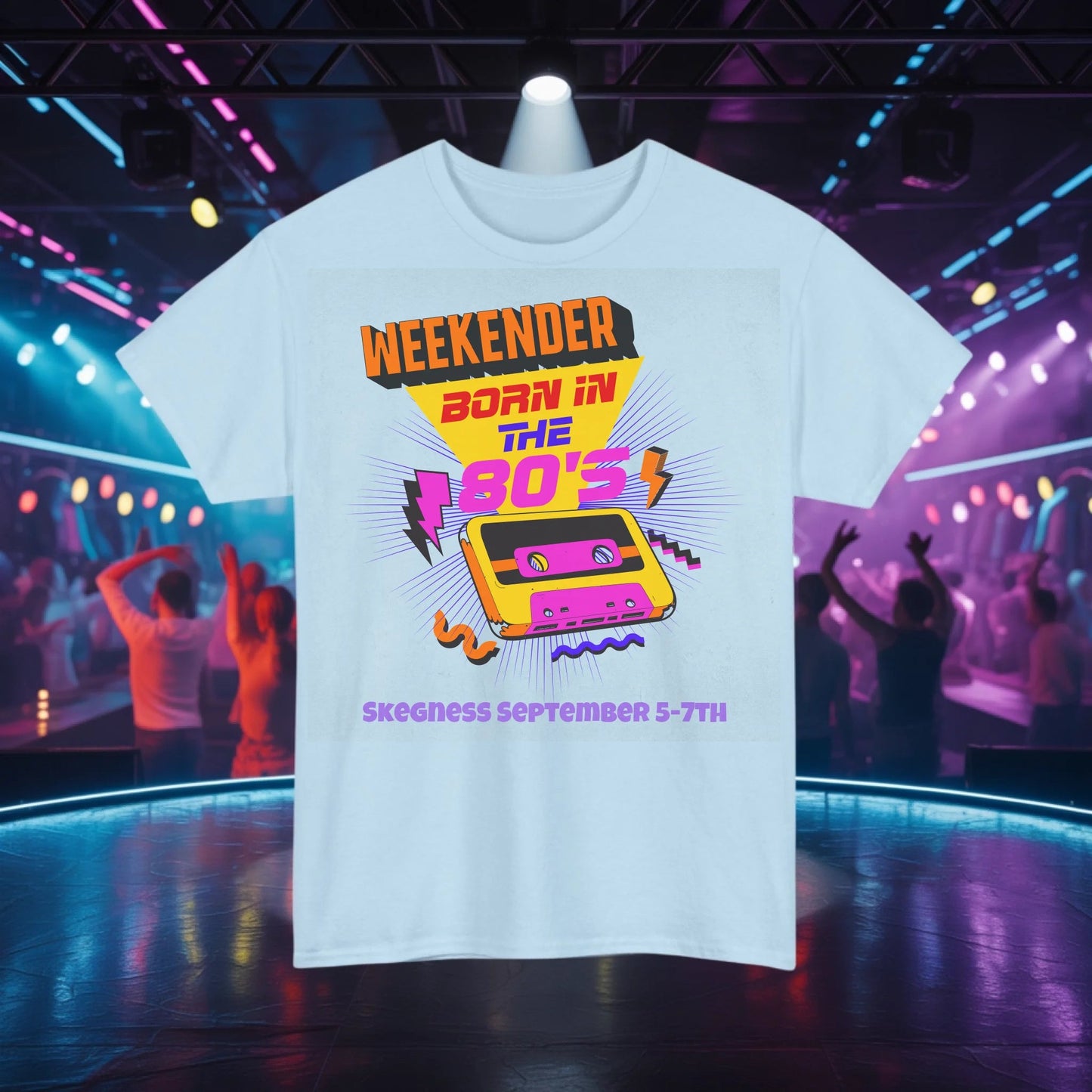 Born in the 80s - Adult Weekender Front and Back Personalised Unisex Heavy T-Shirt 80s - Adult Weekender