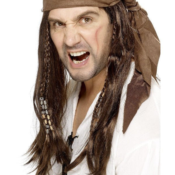 Buccaneer Pirate Wig, Brown - Adult Weekender