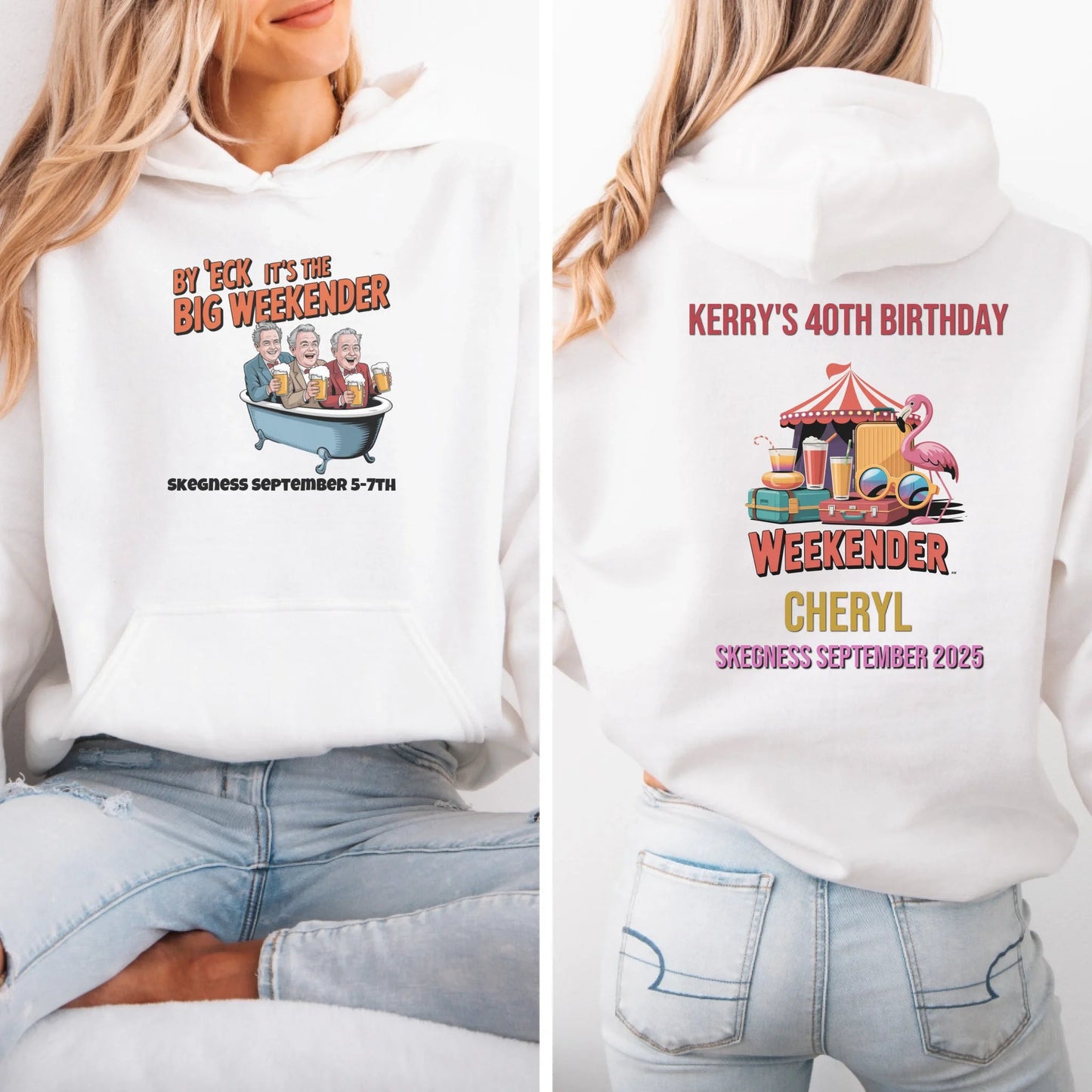 By 'Eck it's the Big Weekender - Adult Weekender Front and Back Personalised Unisex Heavy T-Shirt or Hoodie - 90s - Adult Weekender