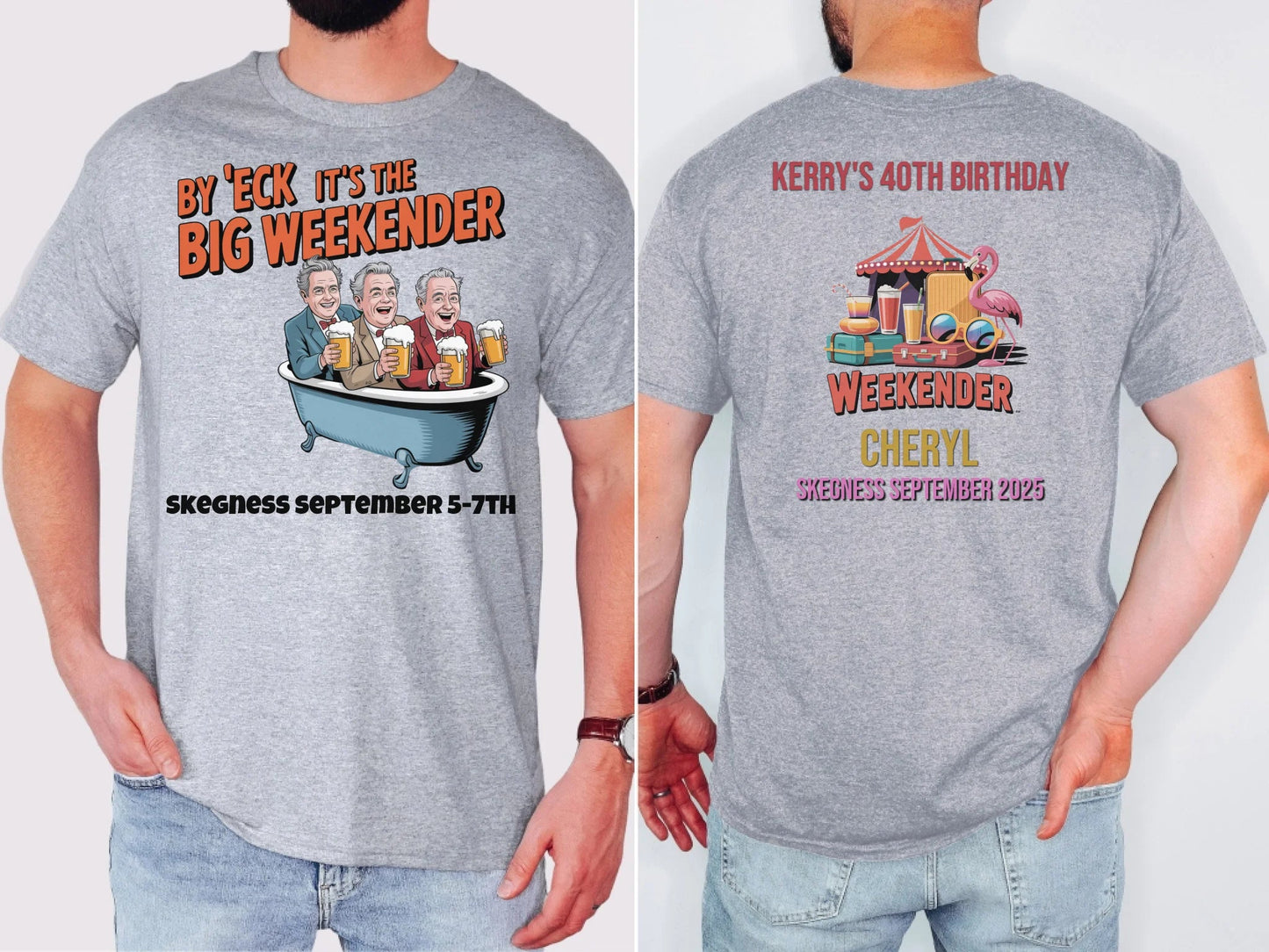 By 'Eck it's the Big Weekender - Adult Weekender Front and Back Personalised Unisex Heavy T-Shirt or Hoodie - 90s - Adult Weekender