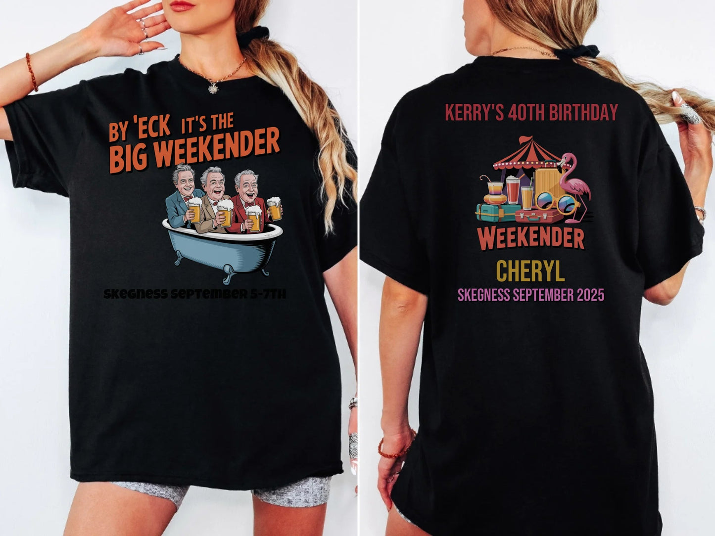 By 'Eck it's the Big Weekender - Adult Weekender Front and Back Personalised Unisex Heavy T-Shirt or Hoodie - 90s - Adult Weekender