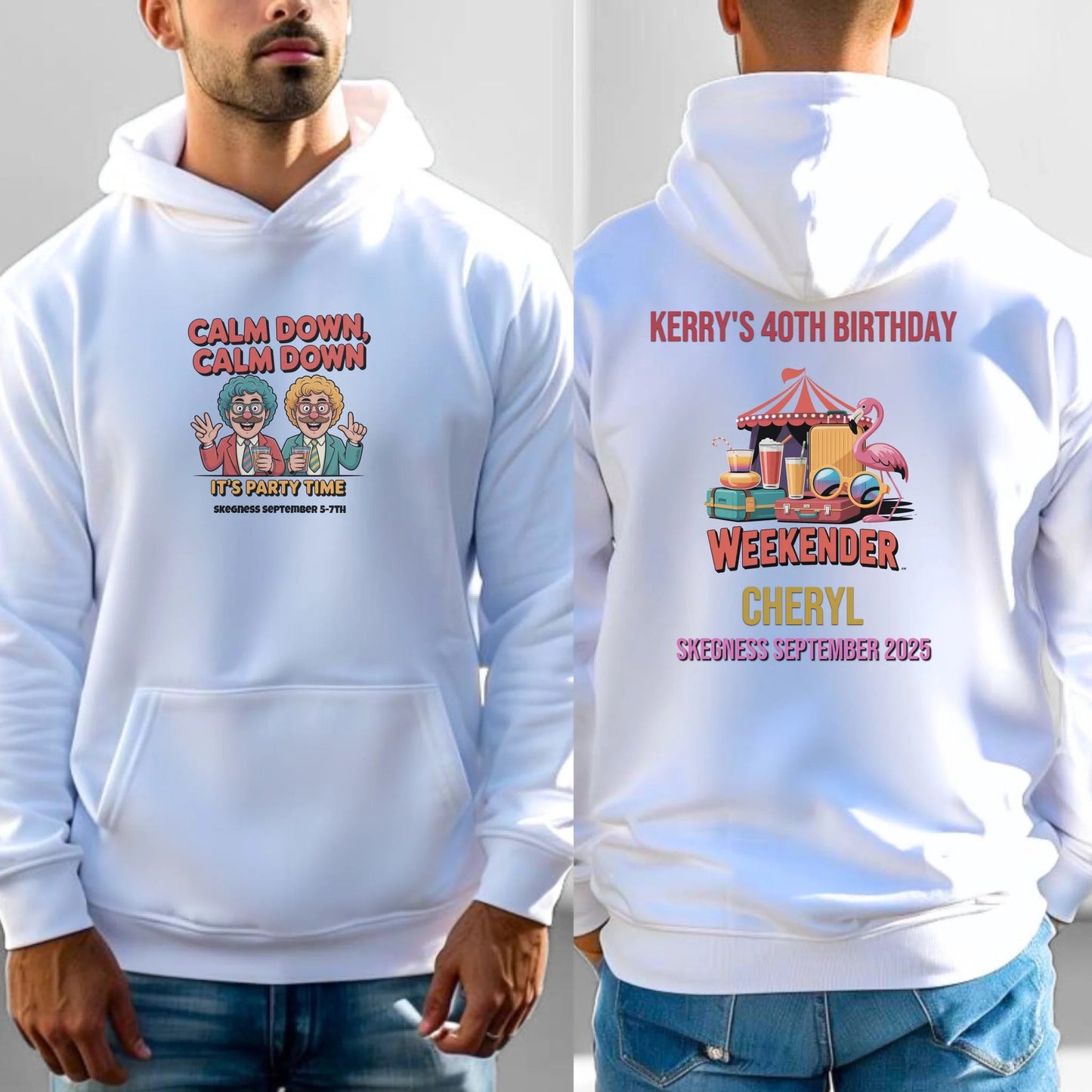 Calm Down Calm Down - Adult Weekender Front and Back Personalised Unisex Heavy T-Shirt or Hoodie - 90s - Adult Weekender