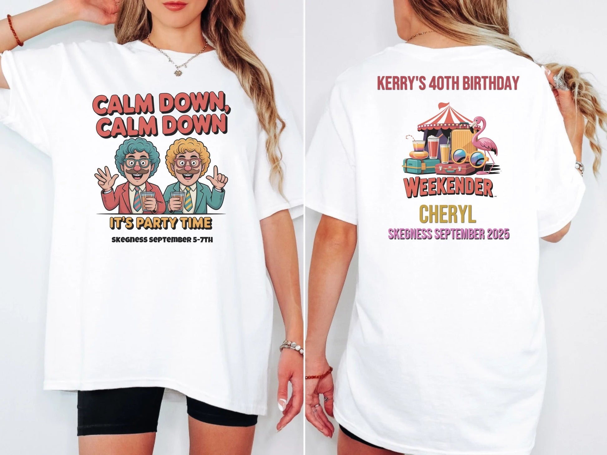 Calm Down Calm Down - Adult Weekender Front and Back Personalised Unisex Heavy T-Shirt or Hoodie - 90s - Adult Weekender