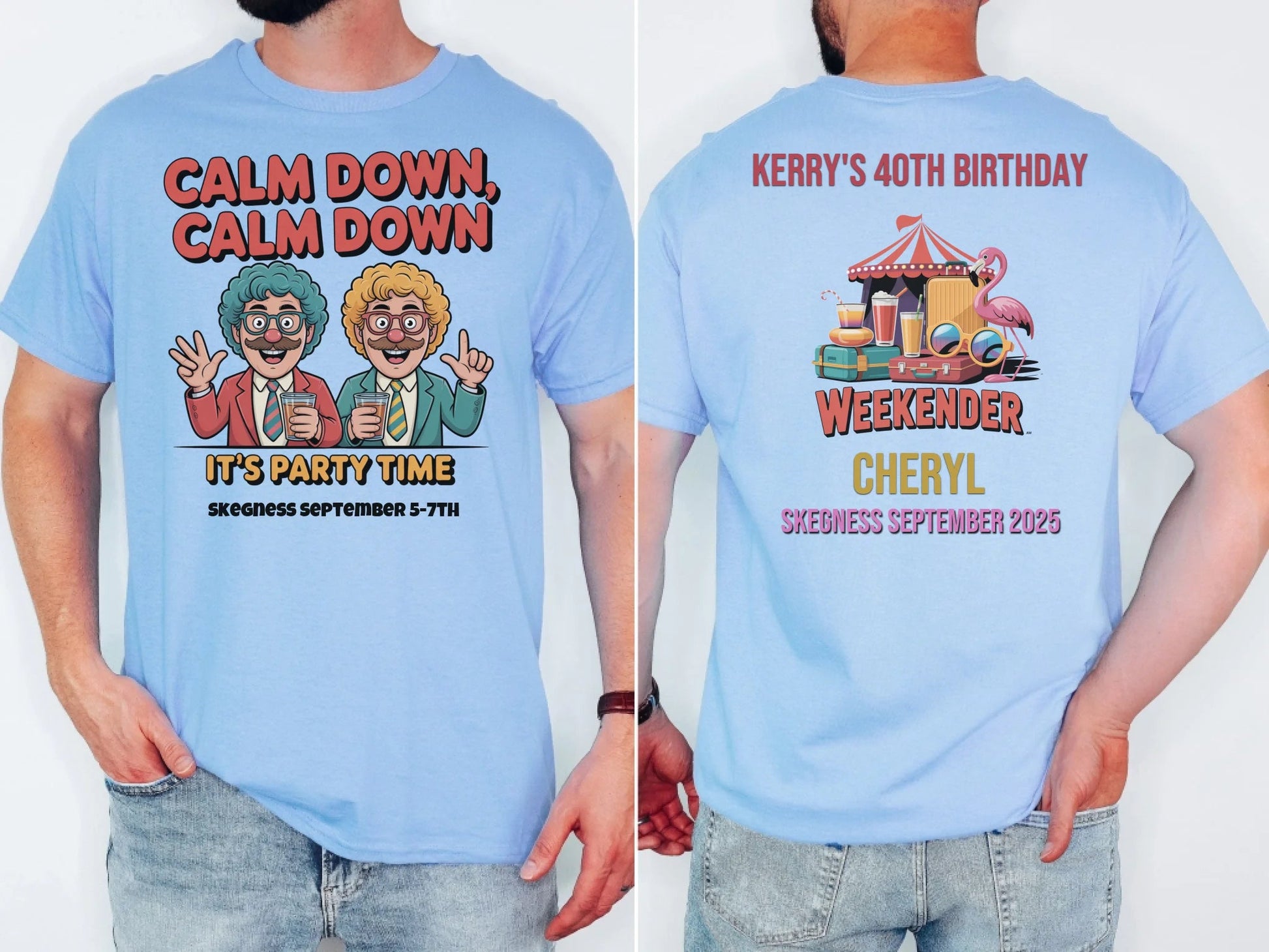 Calm Down Calm Down - Adult Weekender Front and Back Personalised Unisex Heavy T-Shirt or Hoodie - 90s - Adult Weekender