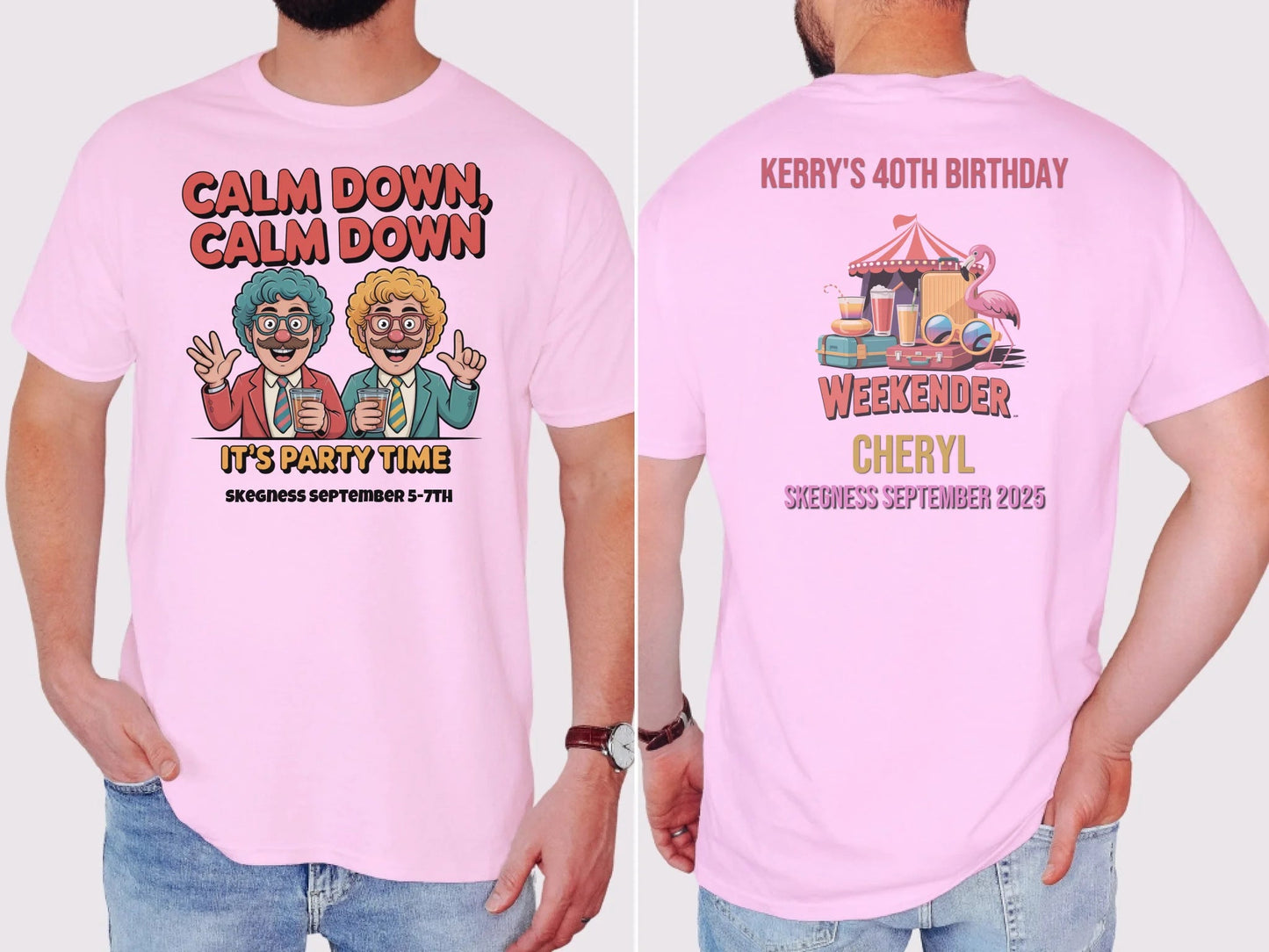 Calm Down Calm Down - Adult Weekender Front and Back Personalised Unisex Heavy T-Shirt or Hoodie - 90s - Adult Weekender