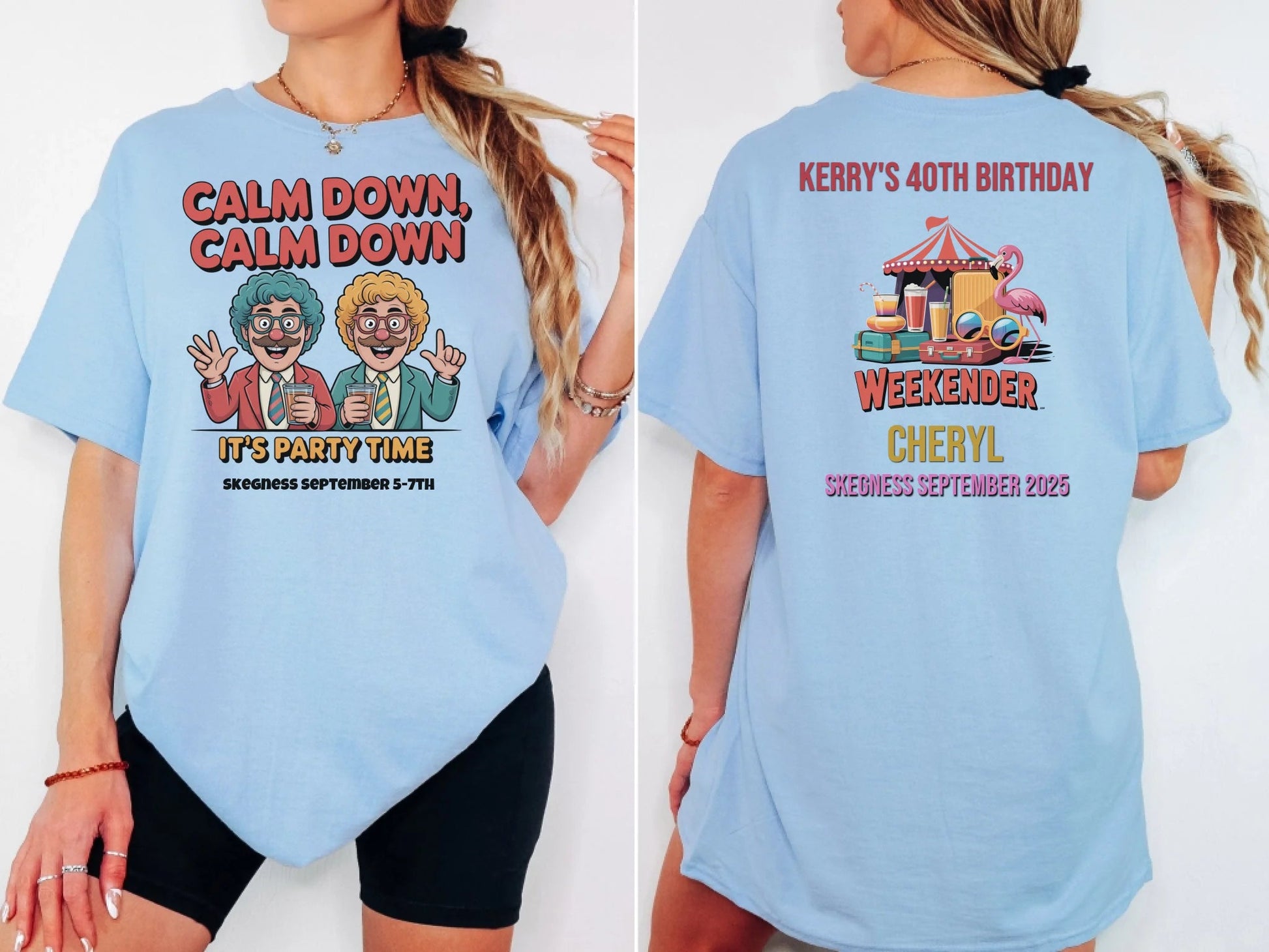 Calm Down Calm Down - Adult Weekender Front and Back Personalised Unisex Heavy T-Shirt or Hoodie - 90s - Adult Weekender