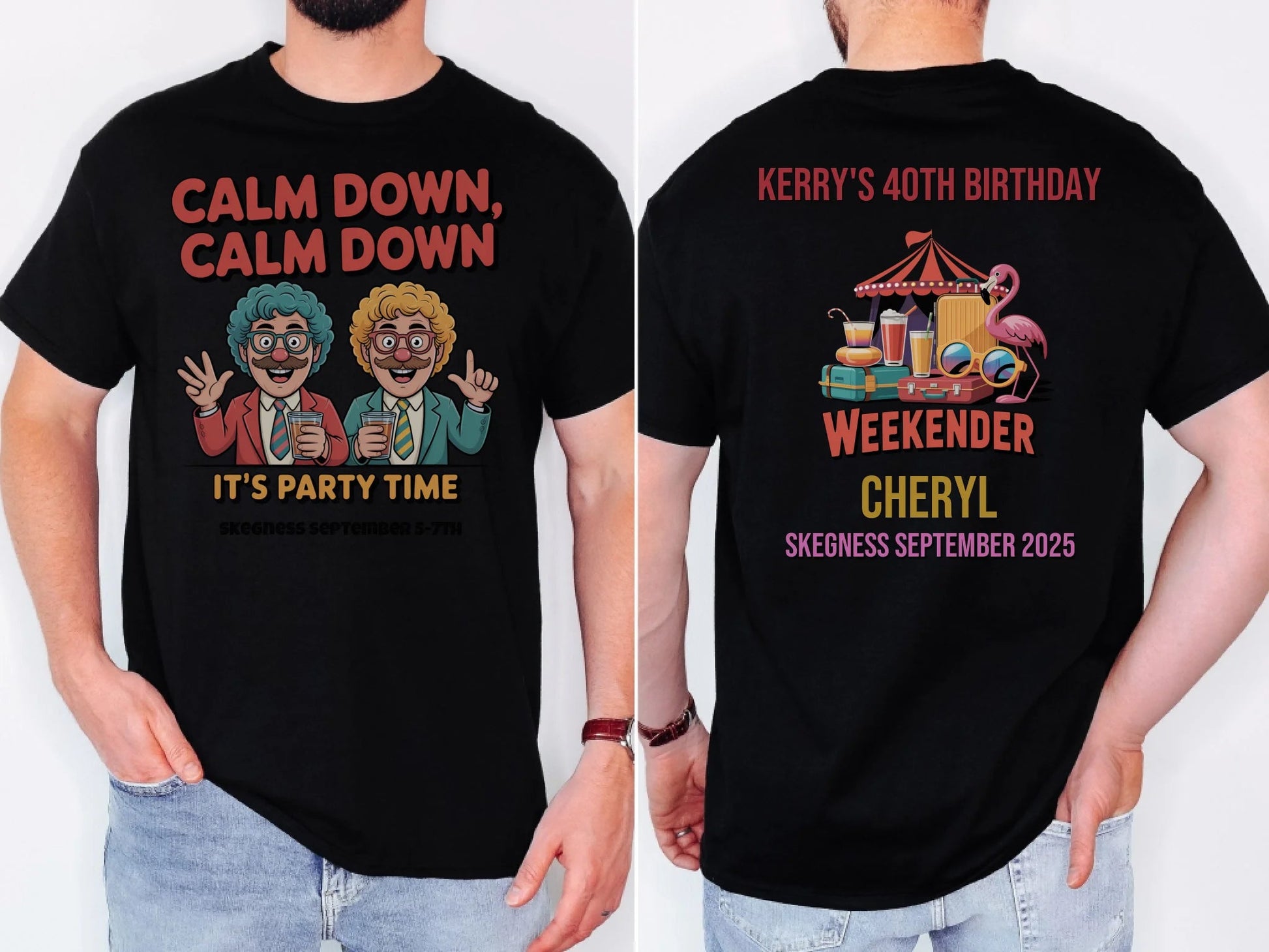 Calm Down Calm Down - Adult Weekender Front and Back Personalised Unisex Heavy T-Shirt or Hoodie - 90s - Adult Weekender