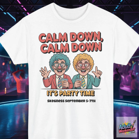 Calm Down Calm Down - Adult Weekender Front and Back Personalised Unisex Heavy T-Shirt or Hoodie - 90s - Adult Weekender