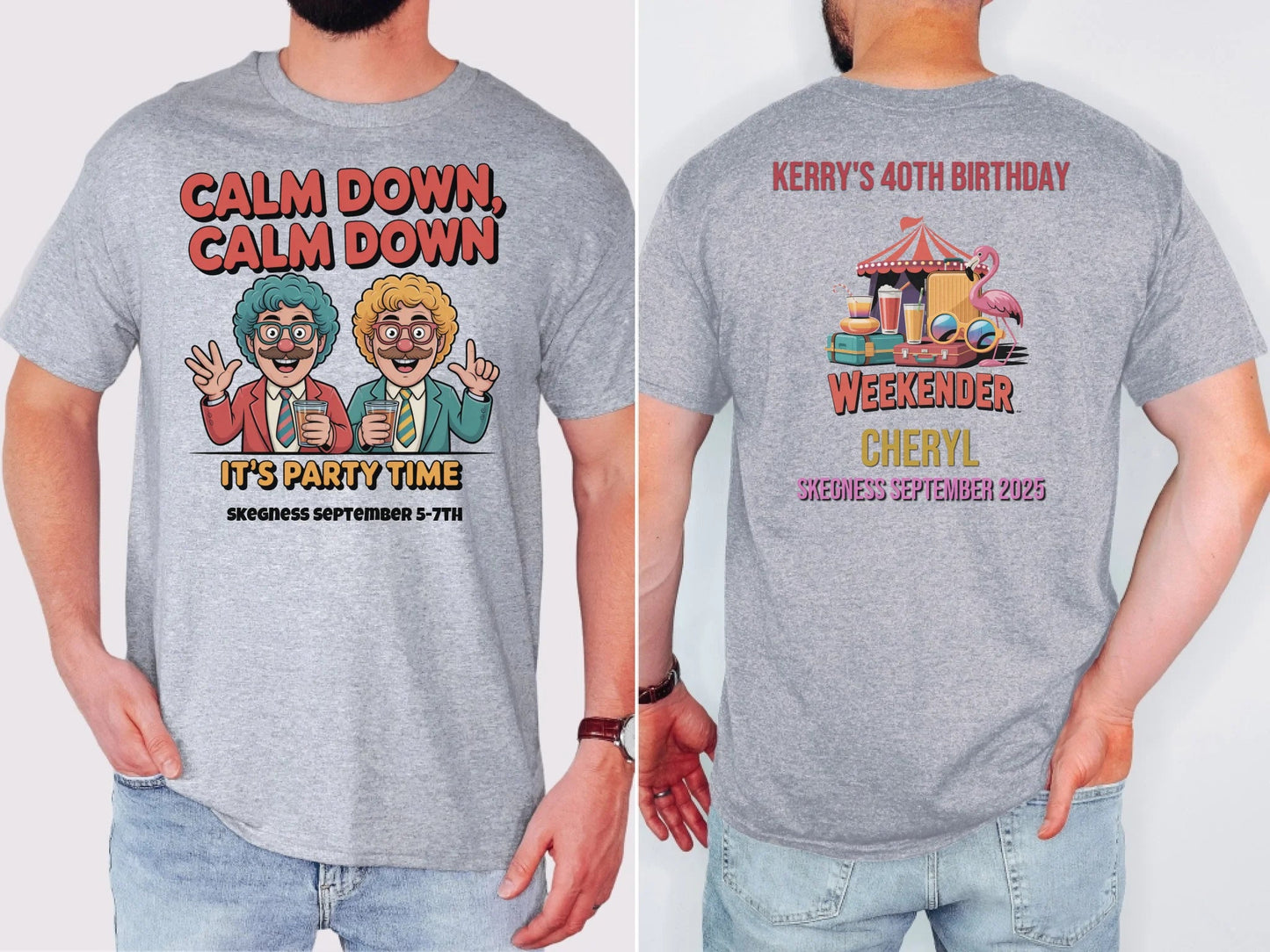 Calm Down Calm Down - Adult Weekender Front and Back Personalised Unisex Heavy T-Shirt or Hoodie - 90s - Adult Weekender