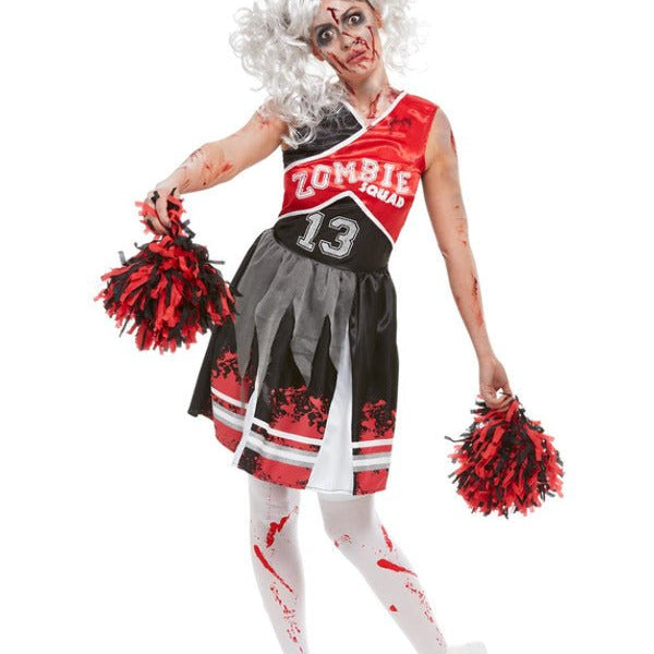 Cheerleader Zombie Costume, Red - Adult Weekender