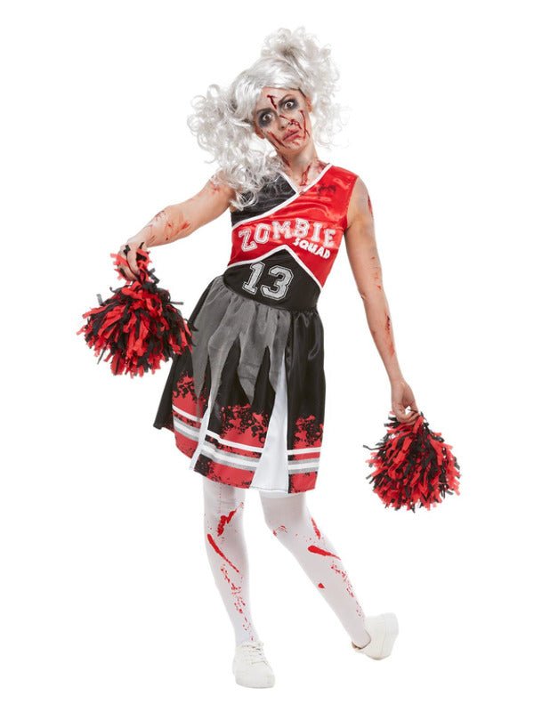 Cheerleader Zombie Costume, Red - Adult Weekender