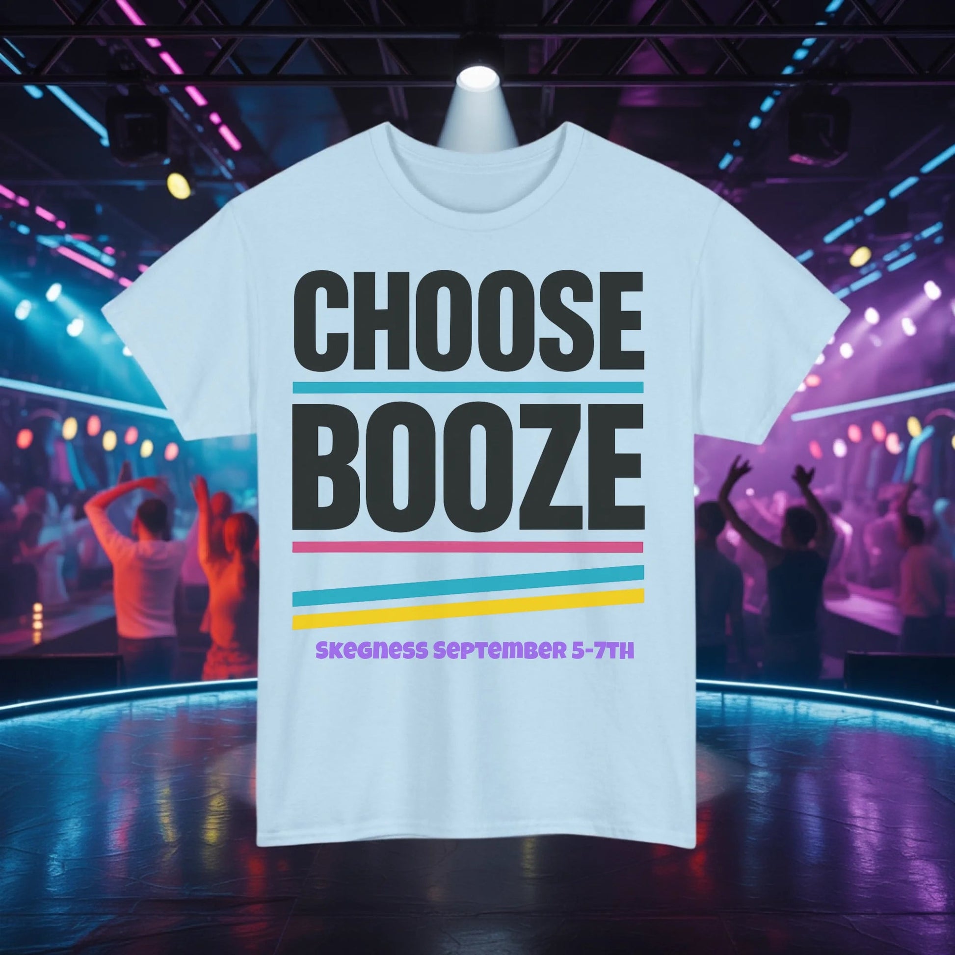 Choose Booze - Adult Weekender Front and Back Personalised Unisex Heavy T-Shirt 80s - Adult Weekender