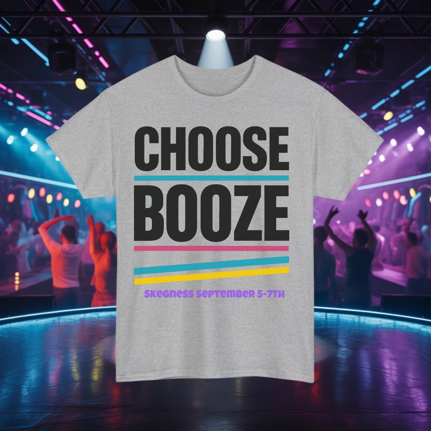 Choose Booze - Adult Weekender Front and Back Personalised Unisex Heavy T-Shirt 80s - Adult Weekender