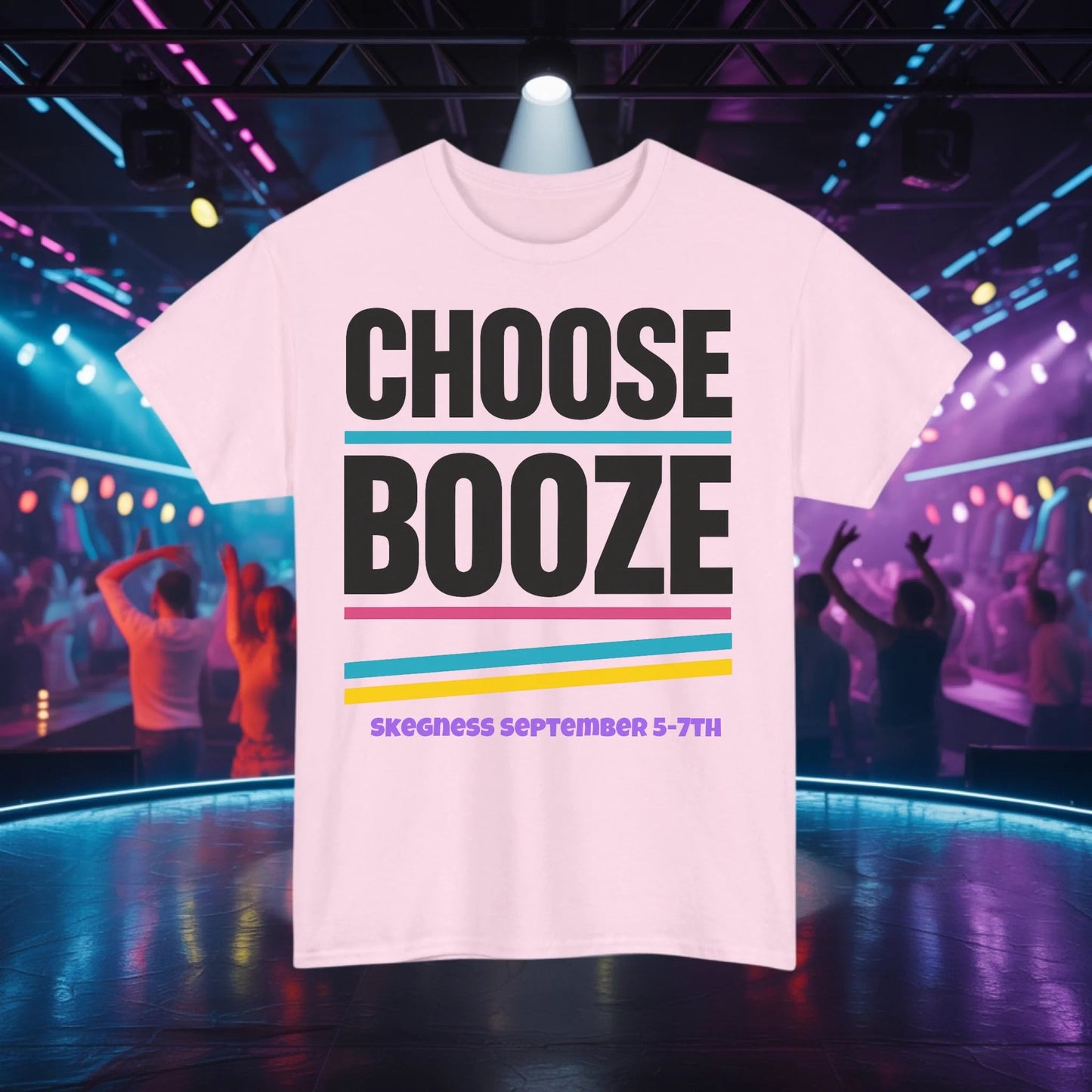 Choose Booze - Adult Weekender Front and Back Personalised Unisex Heavy T-Shirt 80s - Adult Weekender