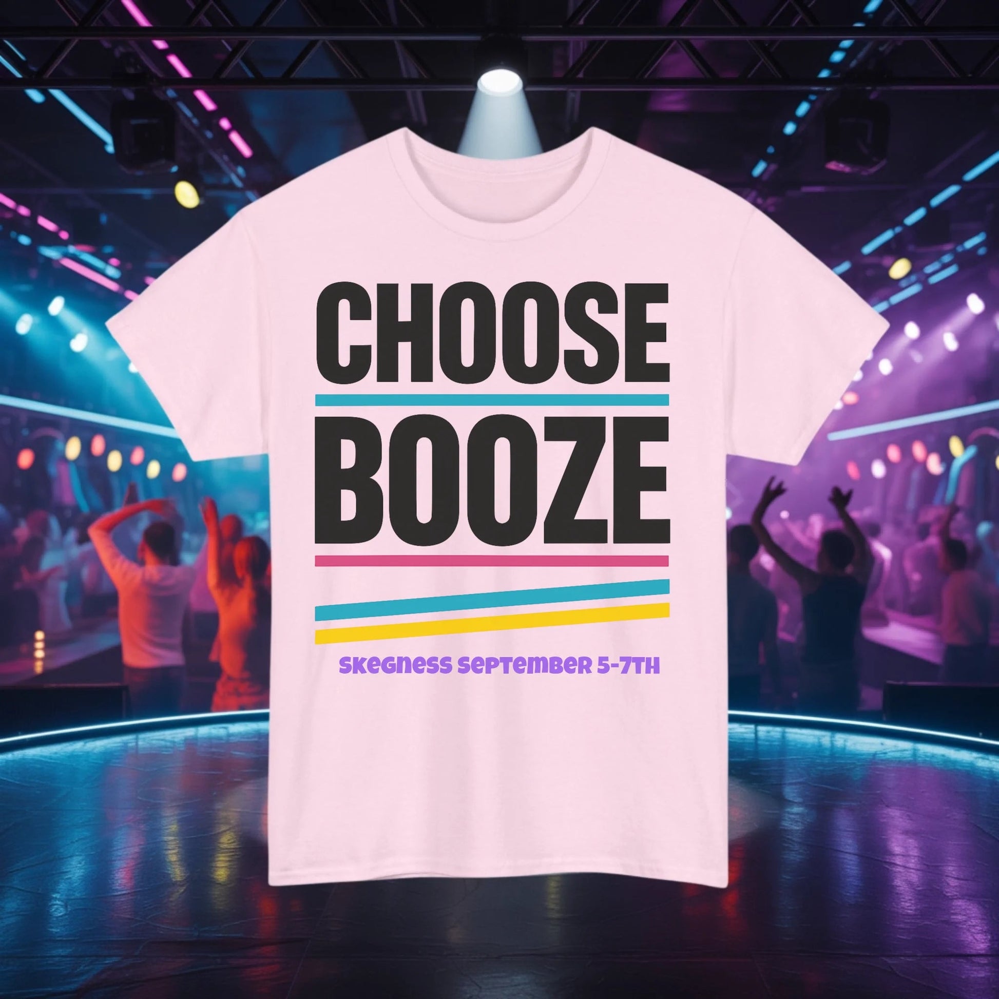 Choose Booze - Adult Weekender Front and Back Personalised Unisex Heavy T-Shirt 80s - Adult Weekender