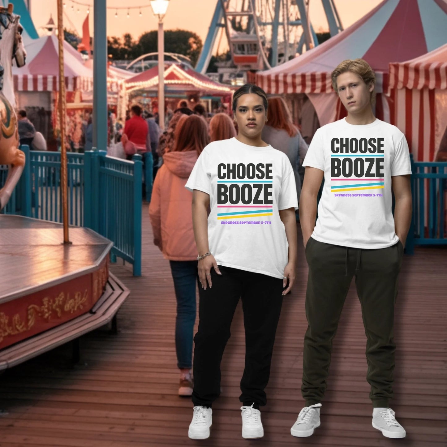 Choose Booze - Adult Weekender Front and Back Personalised Unisex Heavy T-Shirt 80s - Adult Weekender