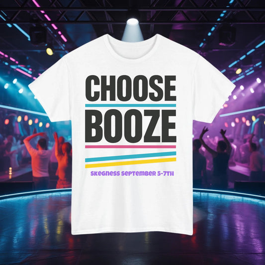 Choose Booze - Adult Weekender Front and Back Personalised Unisex Heavy T-Shirt 80s - Adult Weekender