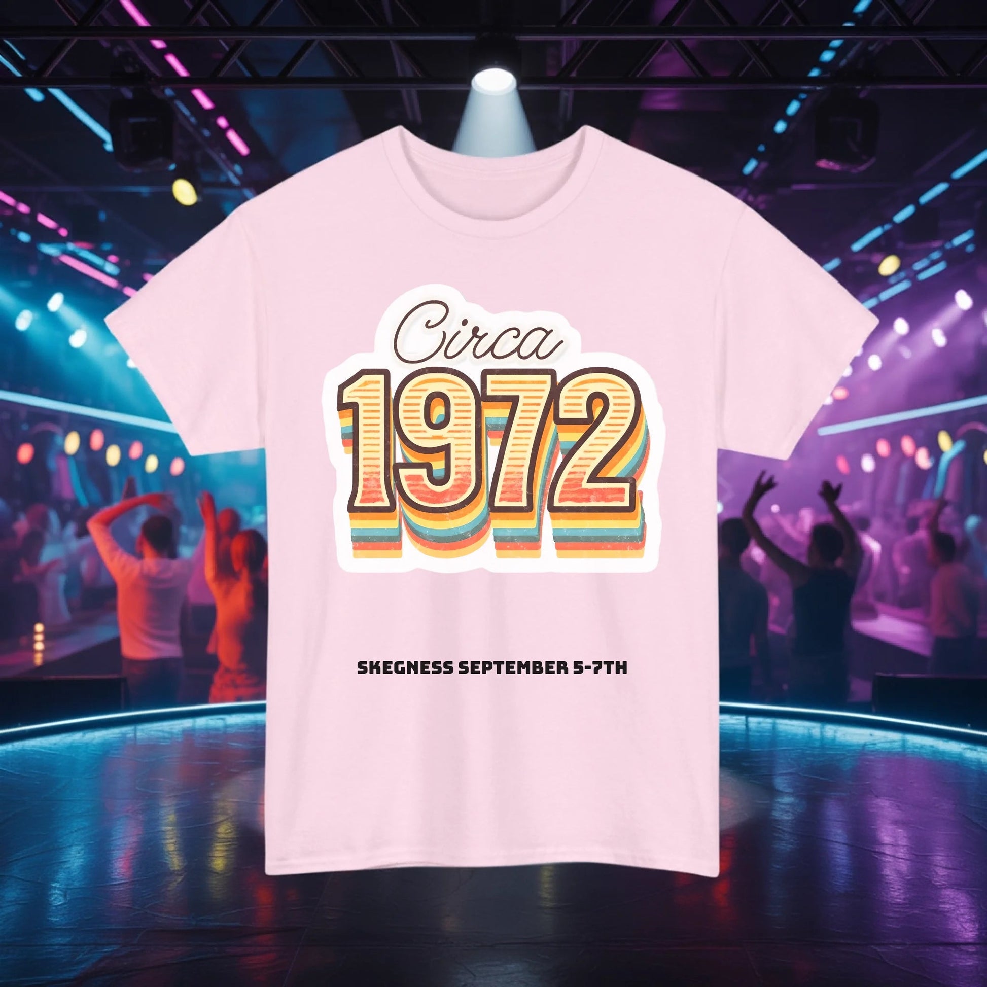Circa 1972 - Adult Weekender Front and Back Personalised Unisex Heavy T-Shirt 70s - Adult Weekender