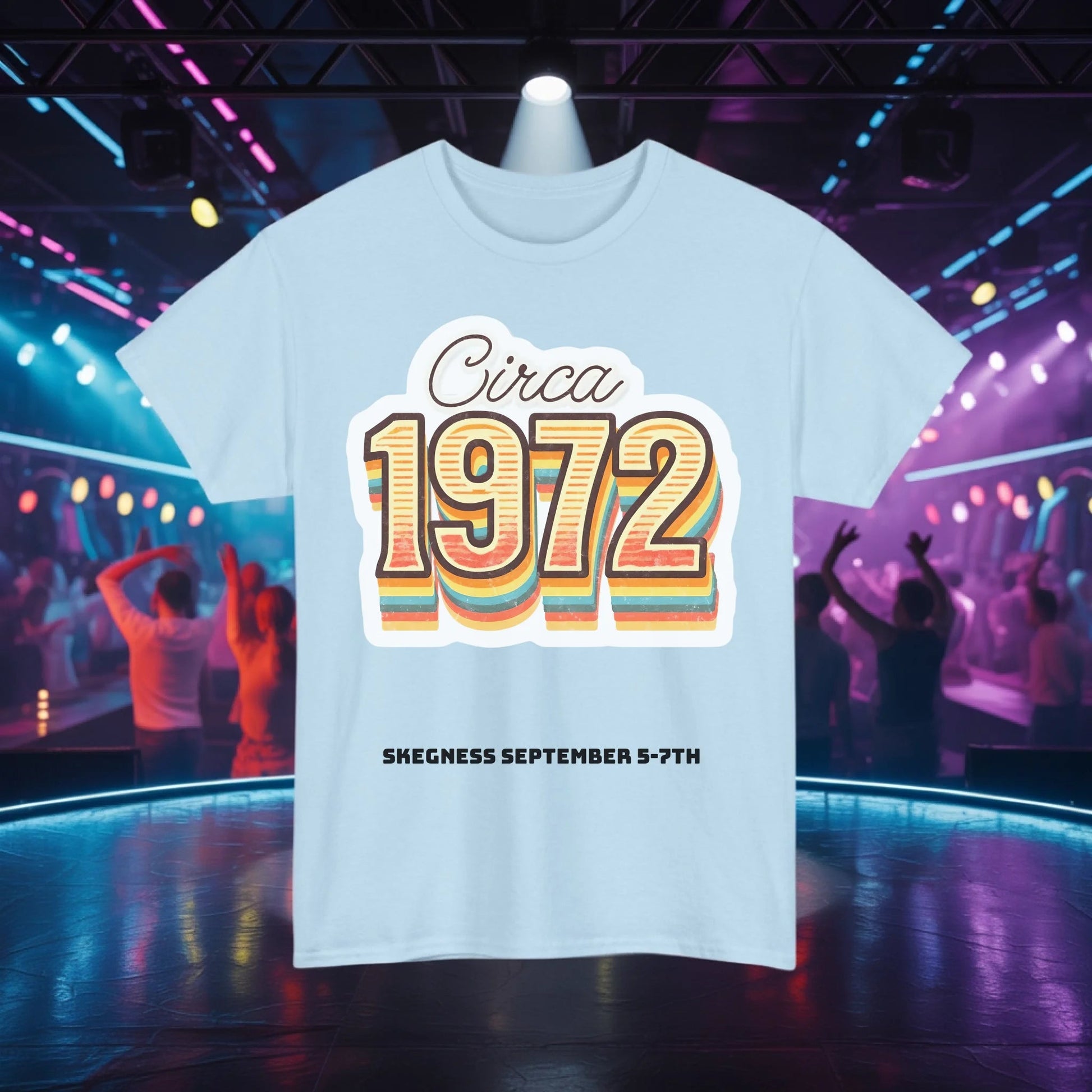 Circa 1972 - Adult Weekender Front and Back Personalised Unisex Heavy T-Shirt 70s - Adult Weekender