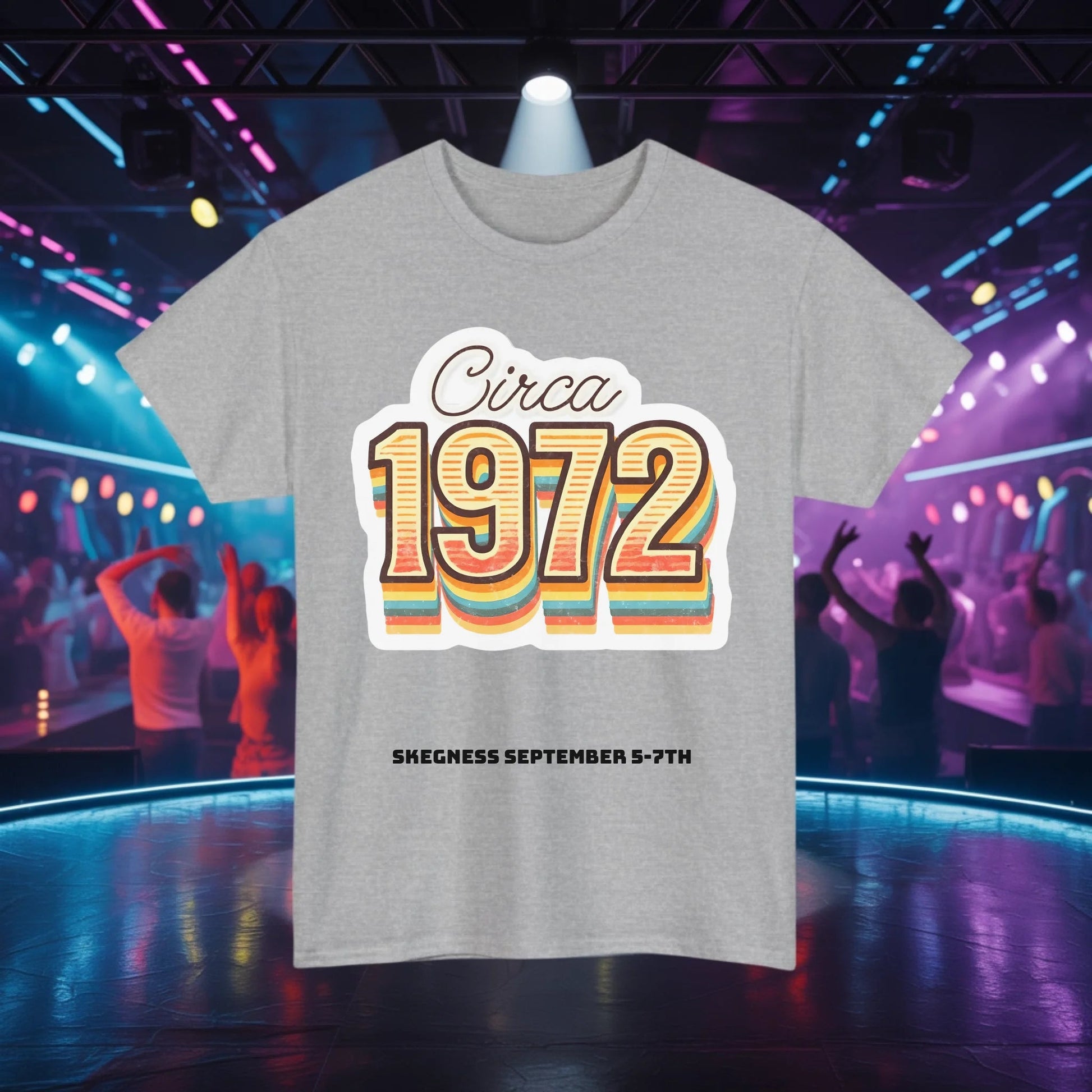 Circa 1972 - Adult Weekender Front and Back Personalised Unisex Heavy T-Shirt 70s - Adult Weekender
