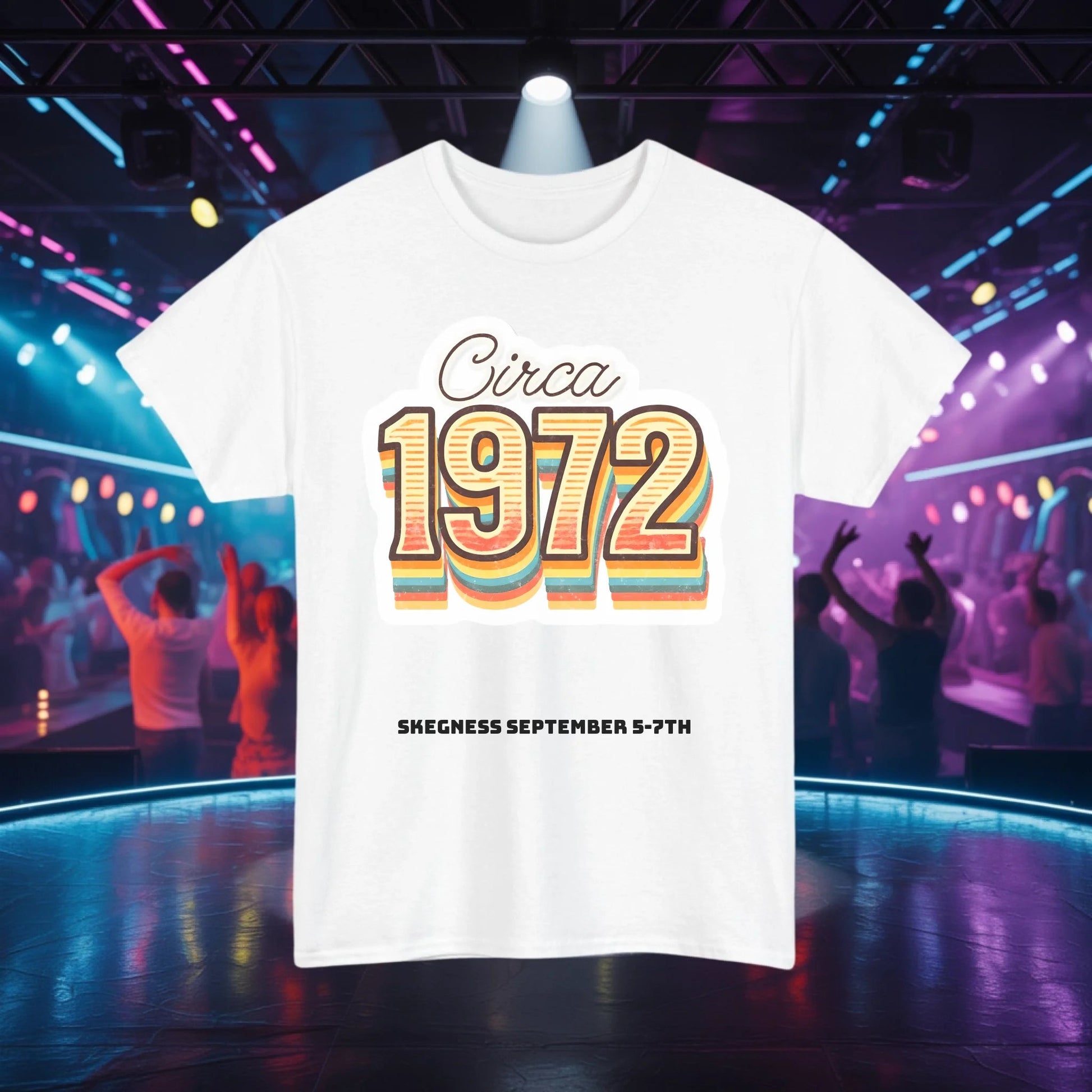 Circa 1972 - Adult Weekender Front and Back Personalised Unisex Heavy T-Shirt 70s - Adult Weekender