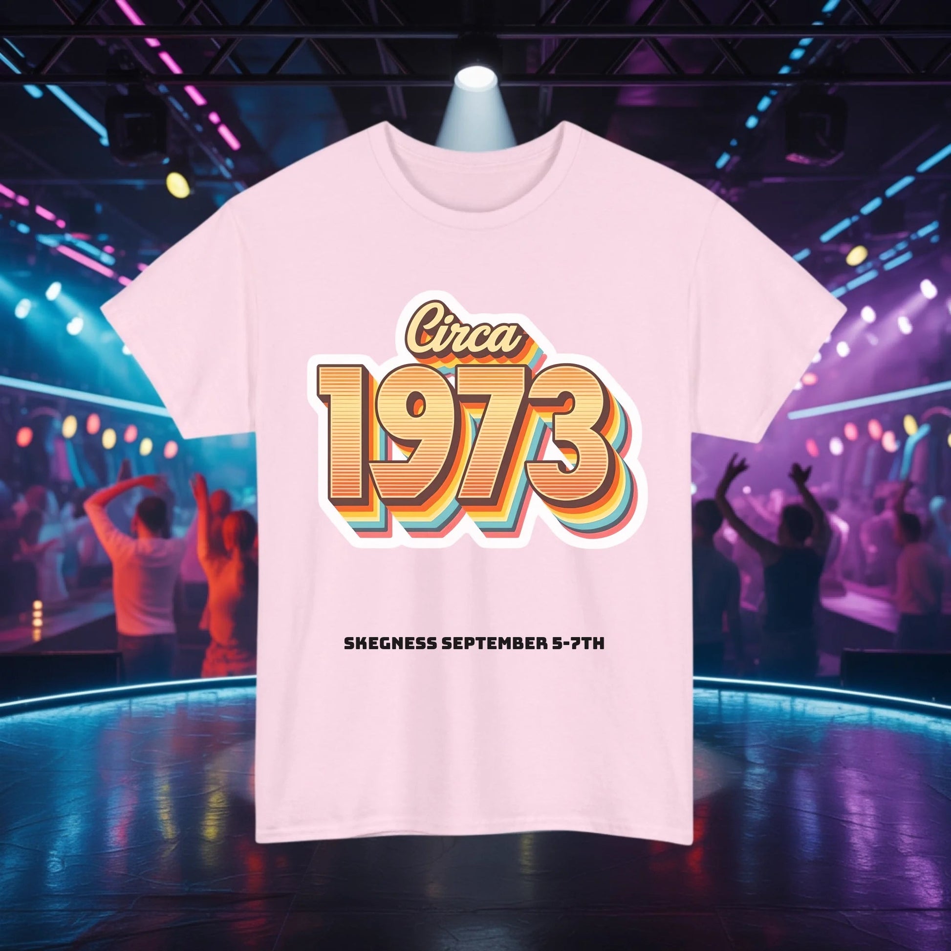 Circa 1973 - Adult Weekender Front and Back Personalised Unisex Heavy T-Shirt 70s - Adult Weekender