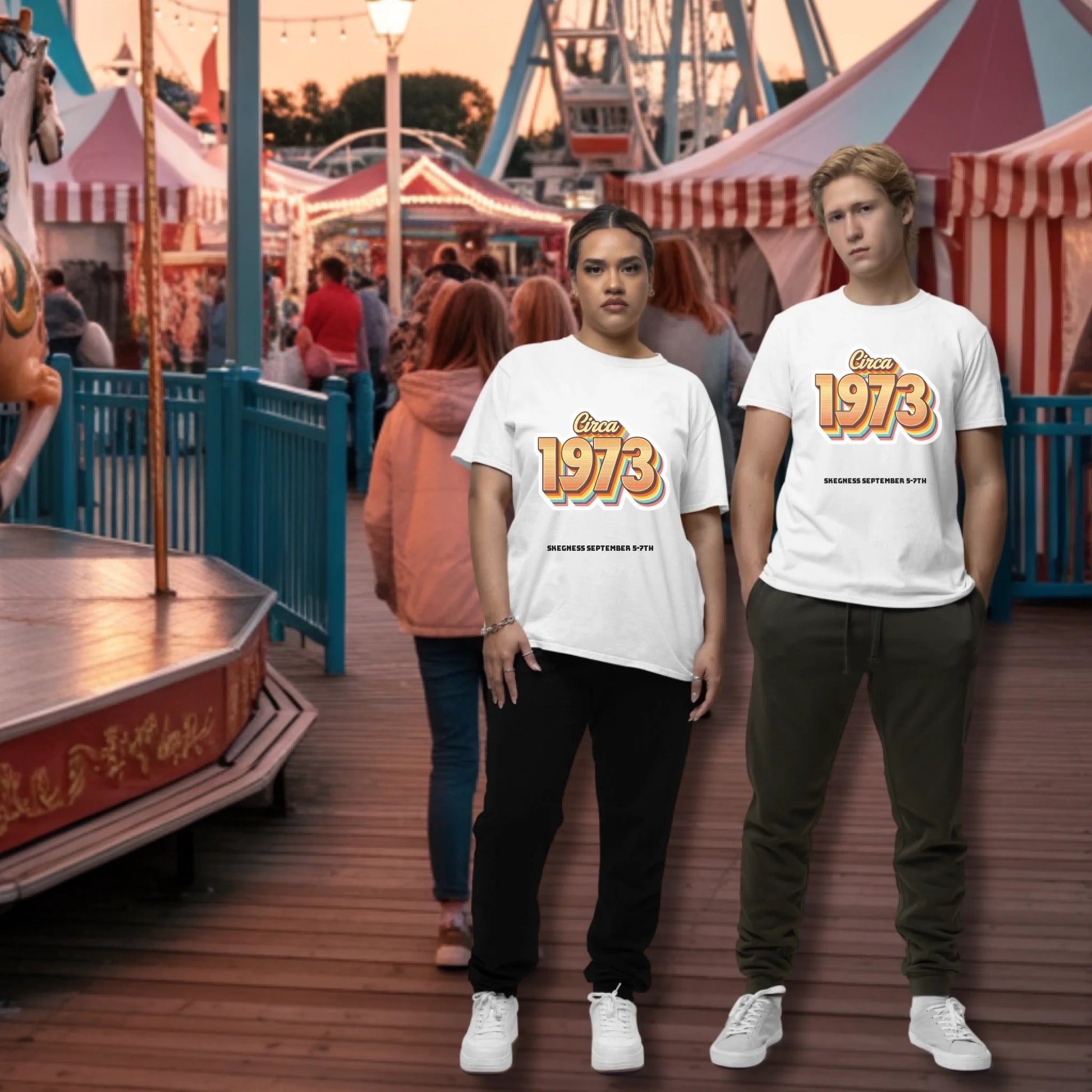 Circa 1973 - Adult Weekender Front and Back Personalised Unisex Heavy T-Shirt 70s - Adult Weekender