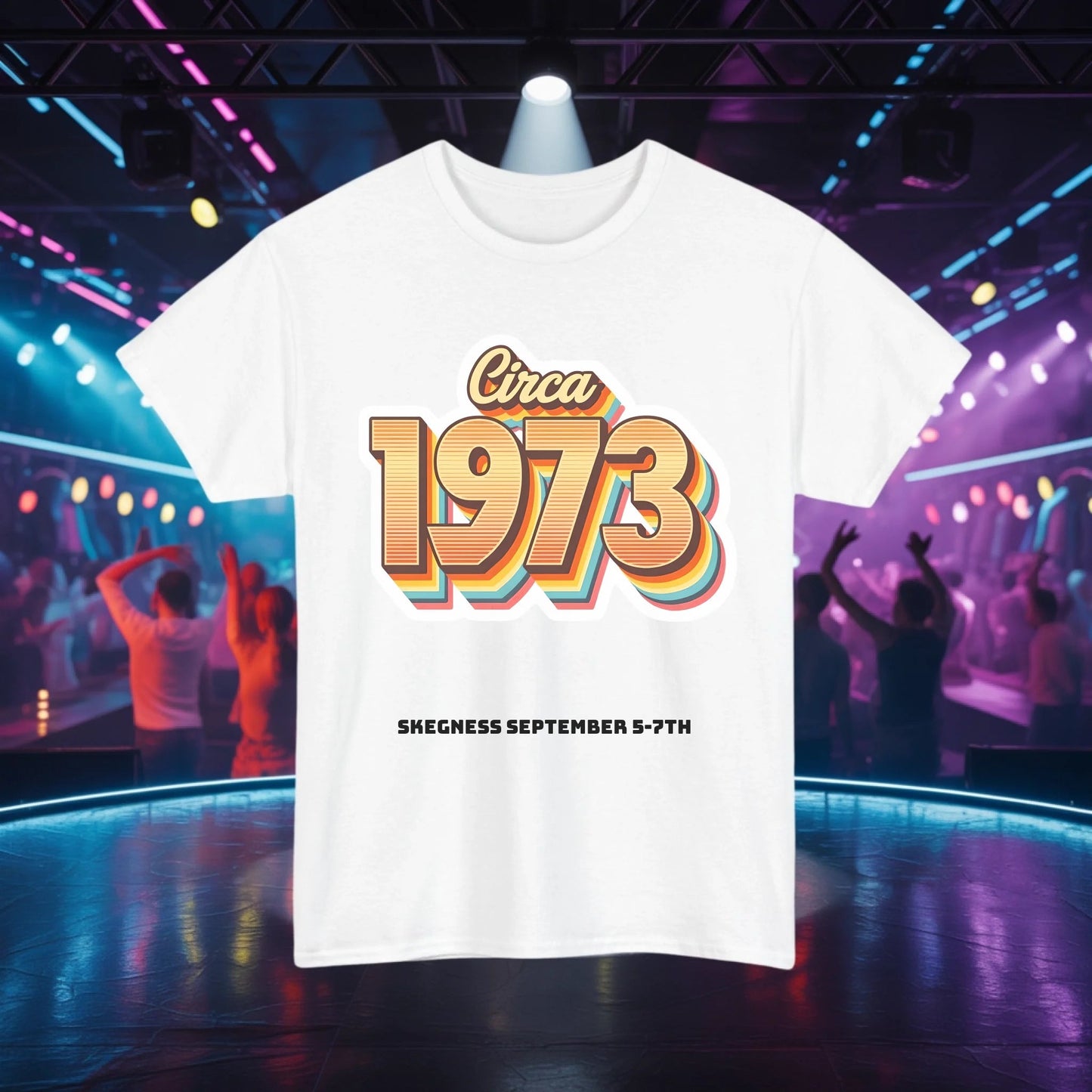 Circa 1973 - Adult Weekender Front and Back Personalised Unisex Heavy T-Shirt 70s - Adult Weekender