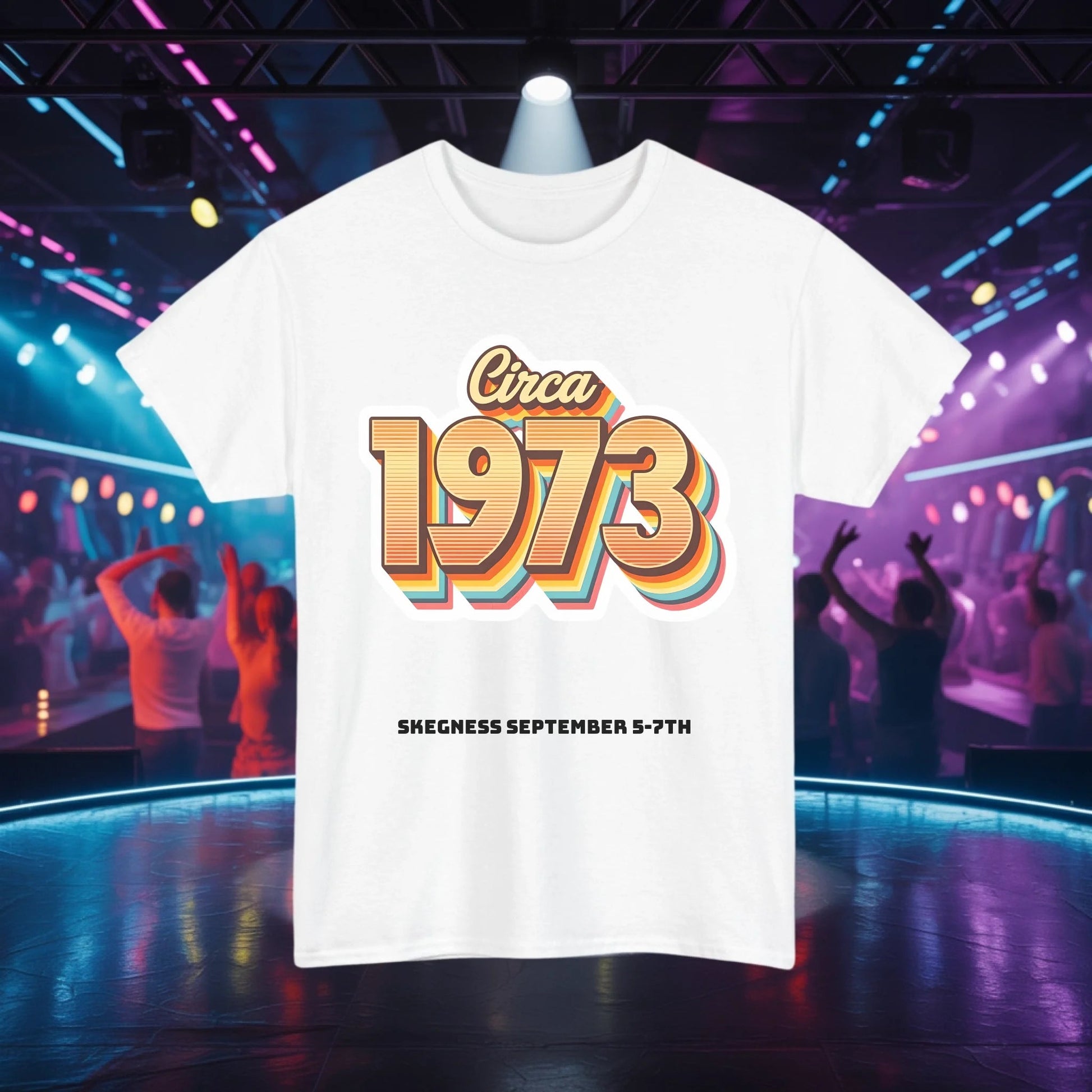 Circa 1973 - Adult Weekender Front and Back Personalised Unisex Heavy T-Shirt 70s - Adult Weekender