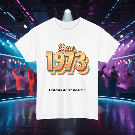 Circa 1973 - Adult Weekender Front and Back Personalised Unisex Heavy T-Shirt 70s - Adult Weekender