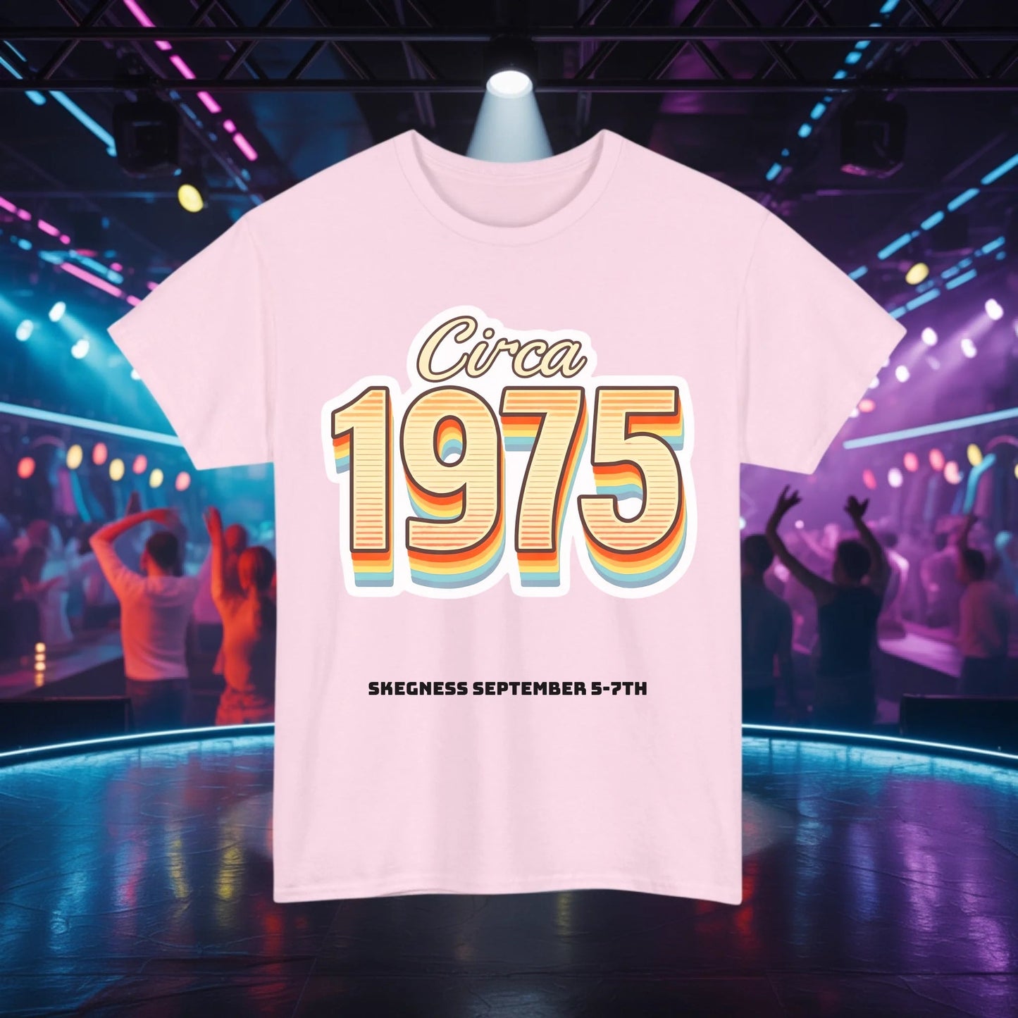 Circa 1975 - Adult Weekender Front and Back Personalised Unisex Heavy T-Shirt 70s - Adult Weekender