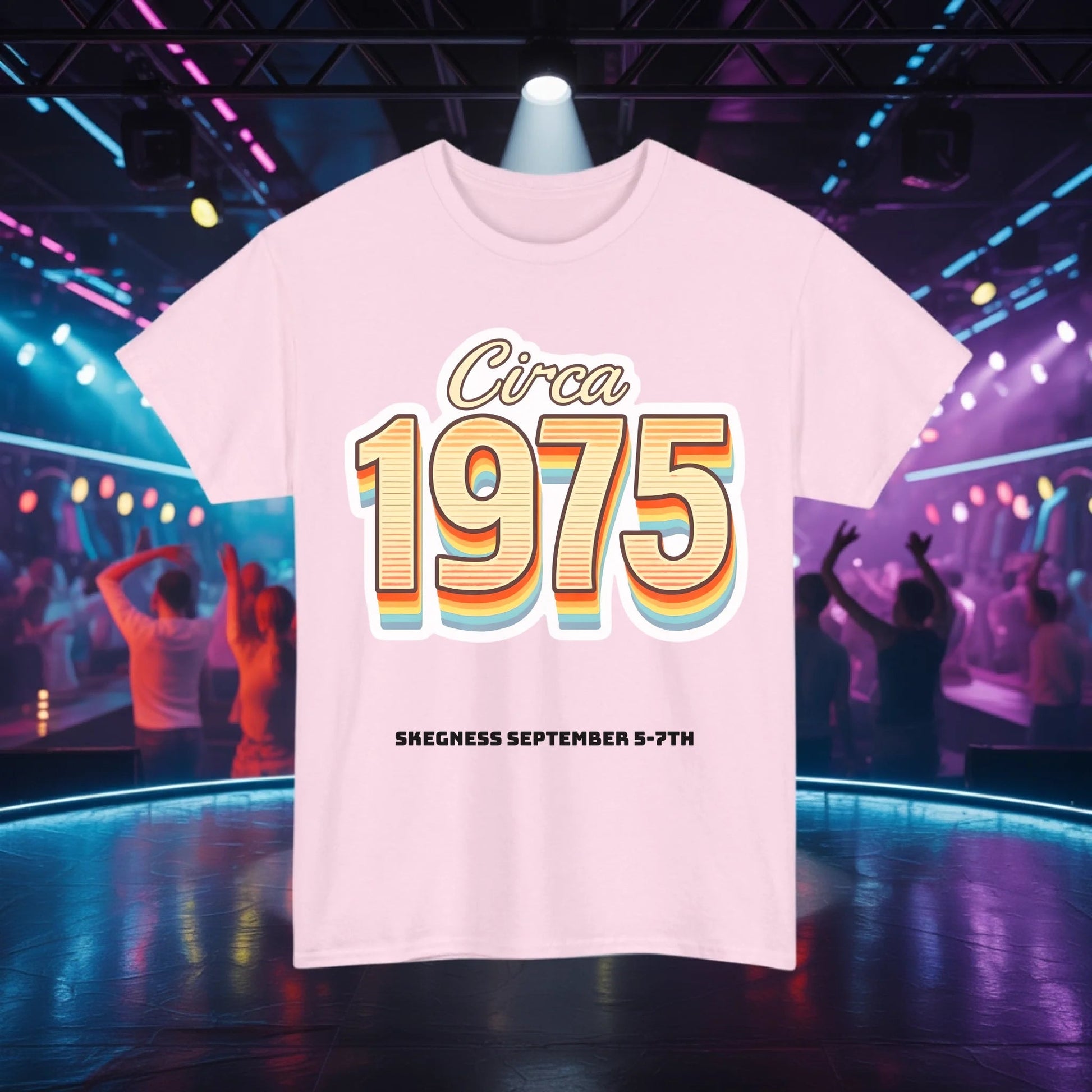 Circa 1975 - Adult Weekender Front and Back Personalised Unisex Heavy T-Shirt 70s - Adult Weekender