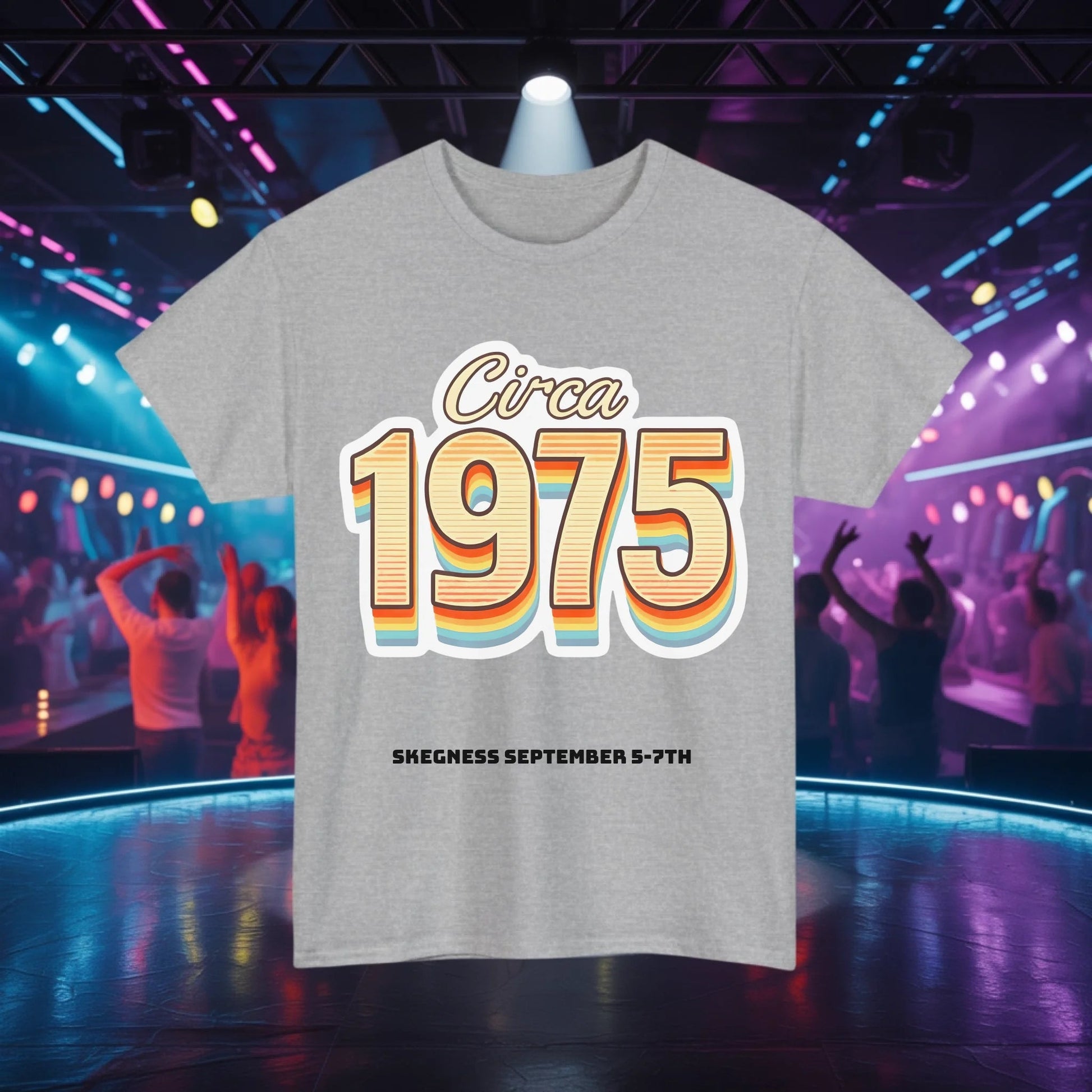 Circa 1975 - Adult Weekender Front and Back Personalised Unisex Heavy T-Shirt 70s - Adult Weekender