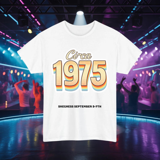 Circa 1975 - Adult Weekender Front and Back Personalised Unisex Heavy T-Shirt 70s - Adult Weekender