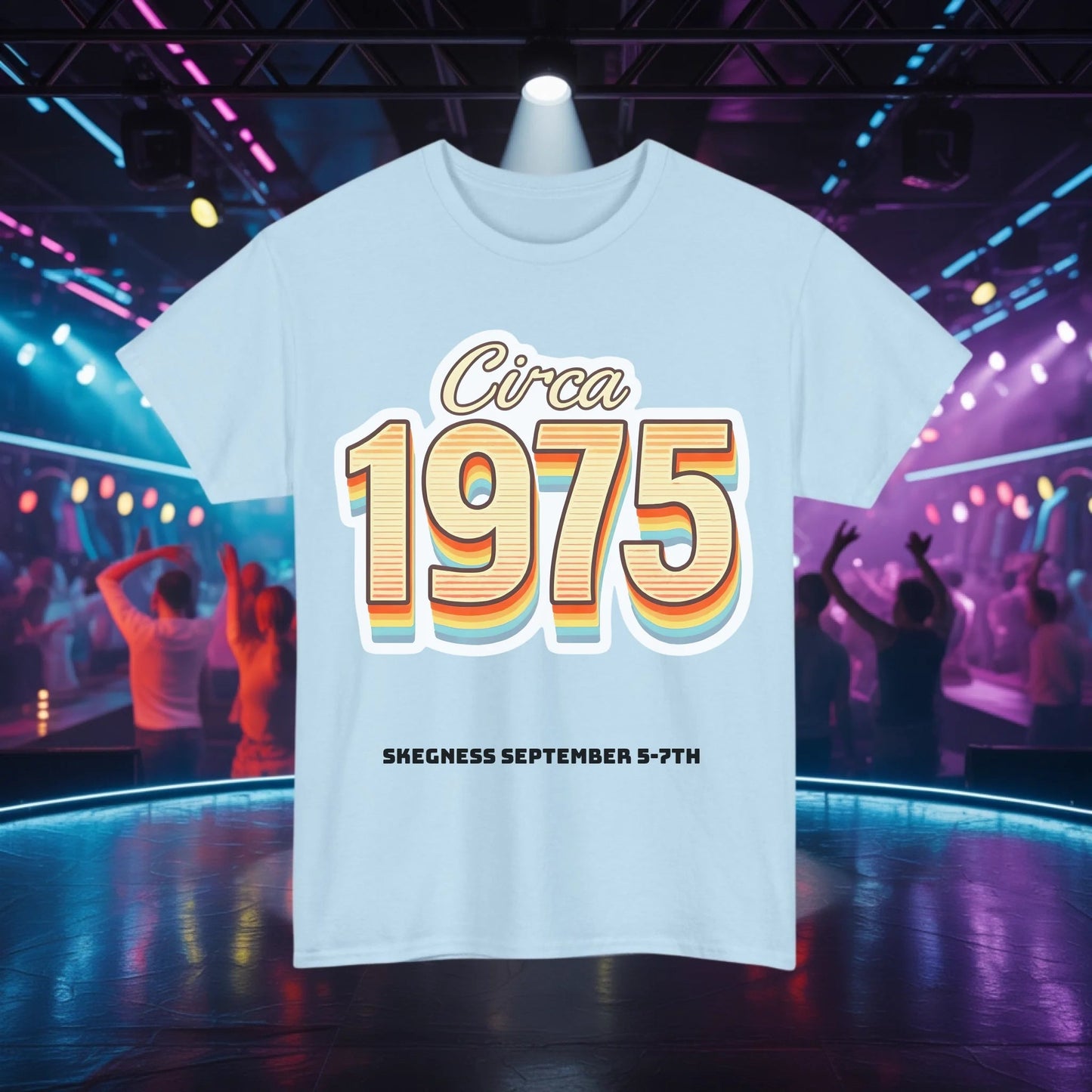 Circa 1975 - Adult Weekender Front and Back Personalised Unisex Heavy T-Shirt 70s - Adult Weekender